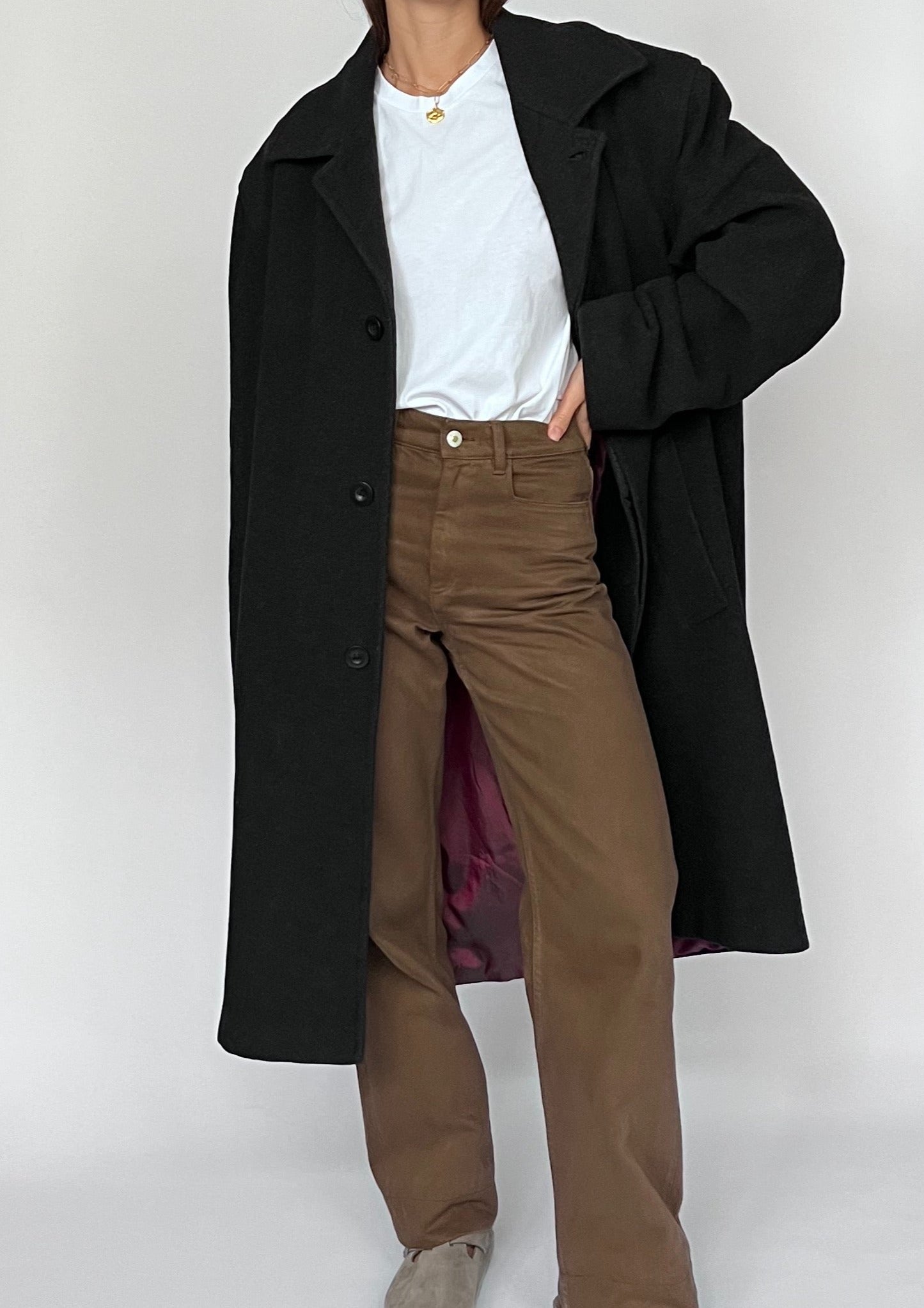 90s Charcoal Pea Coat S/M/L