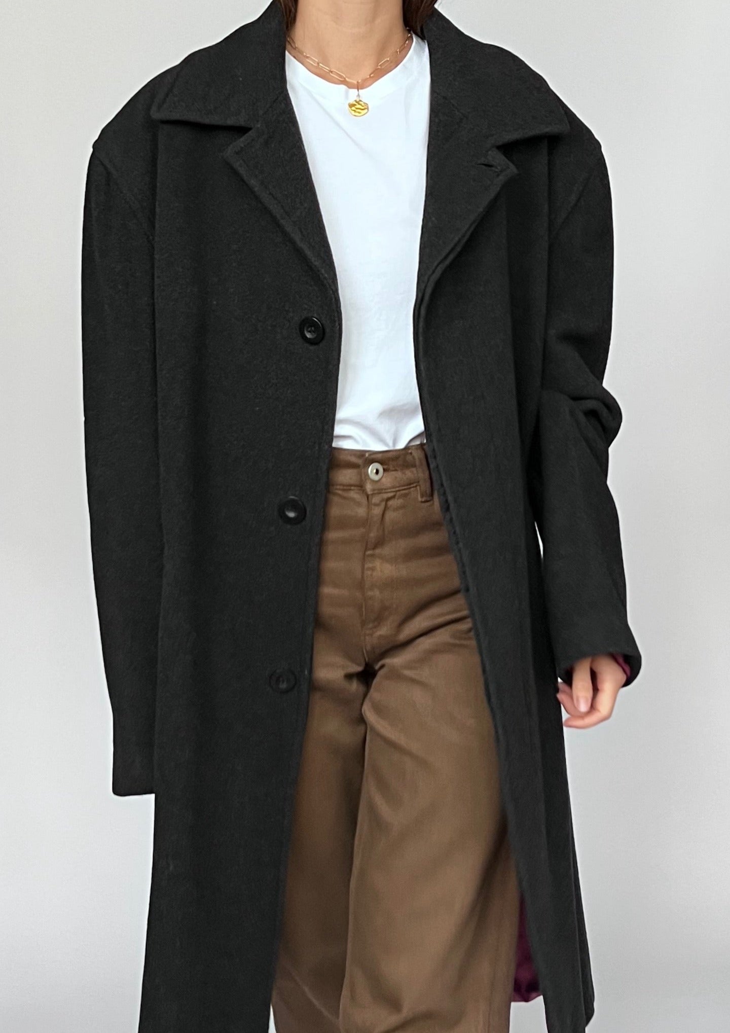 90s Charcoal Pea Coat S/M/L