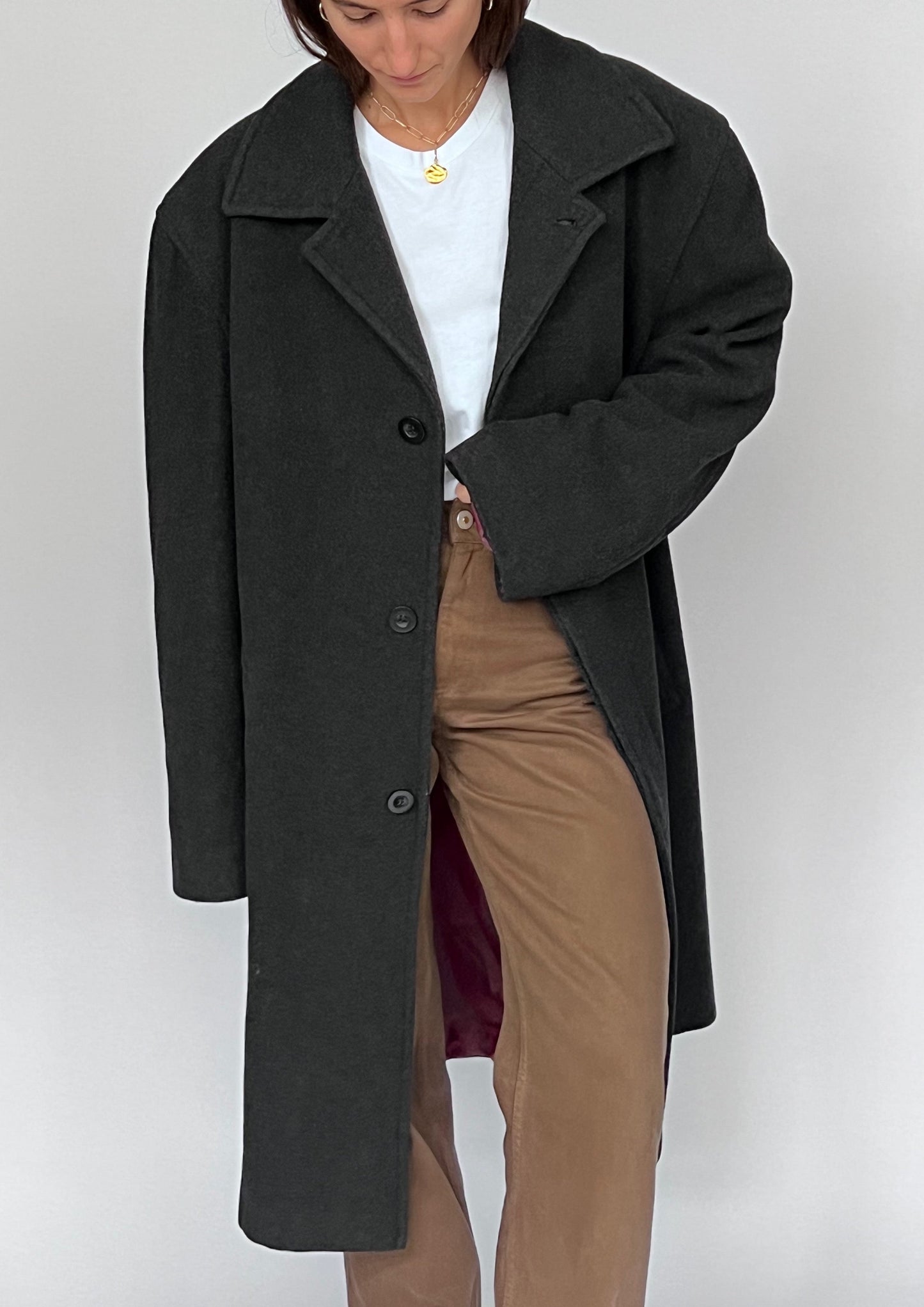 90s Charcoal Pea Coat S/M/L