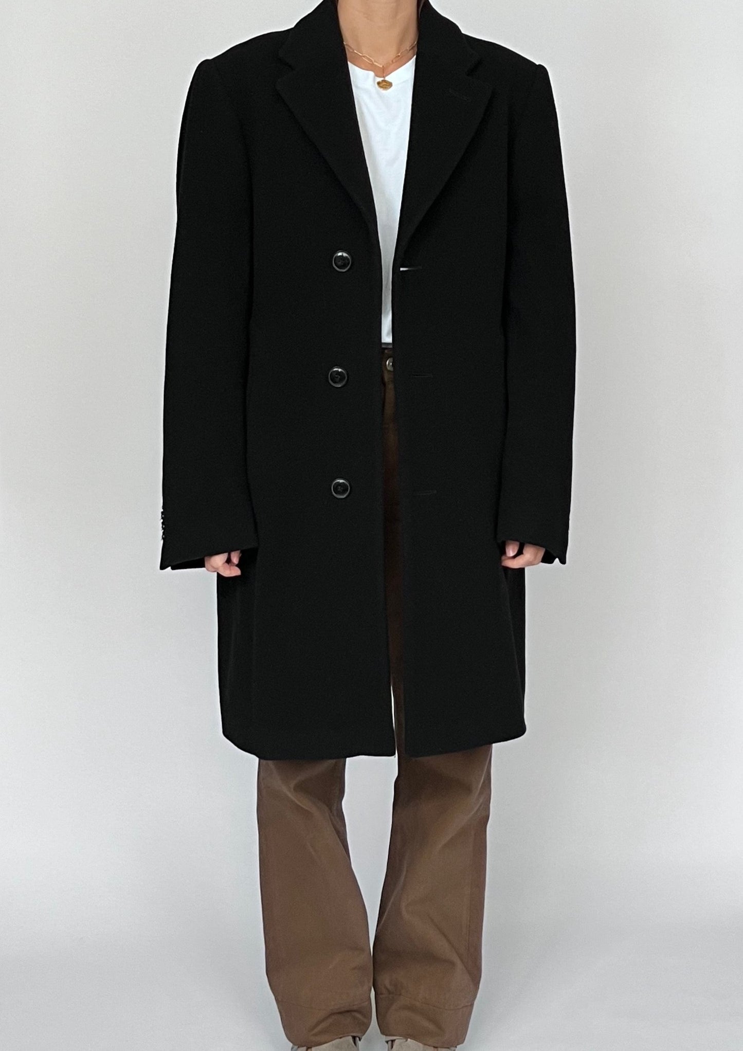 Wool and Cashmere Black Coat S/M