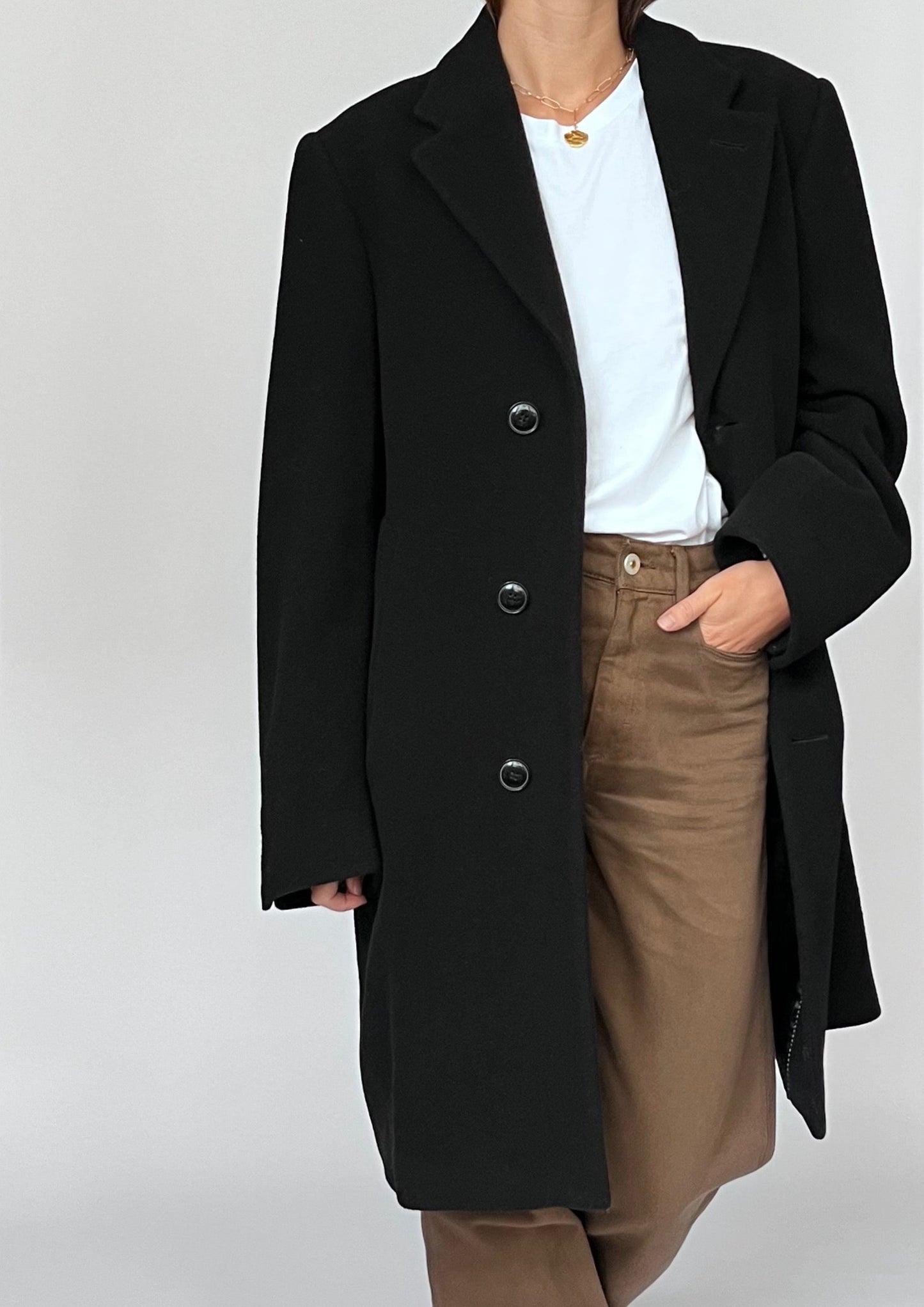 Wool and Cashmere Black Coat S/M