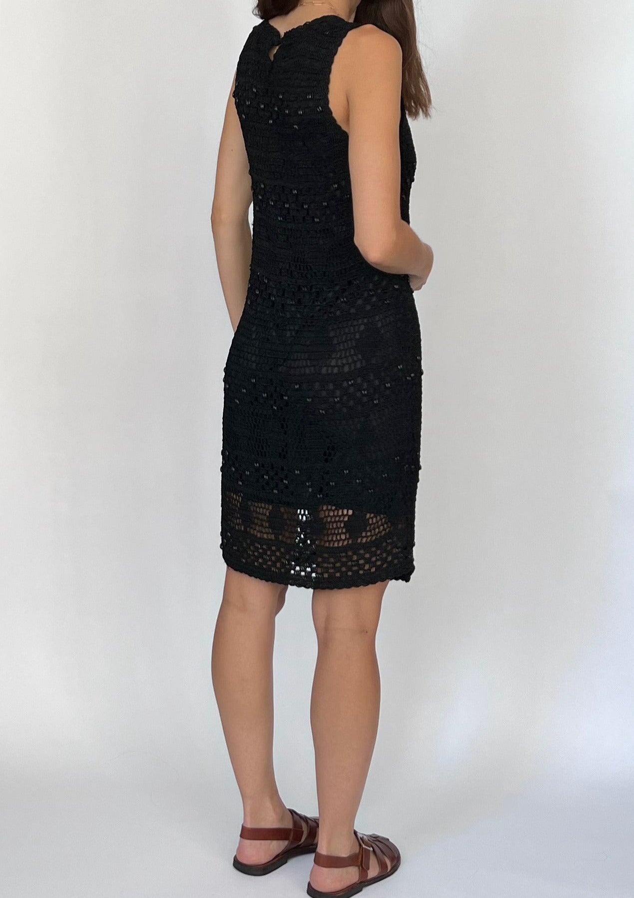 Black Crochet Column Dress XS/S