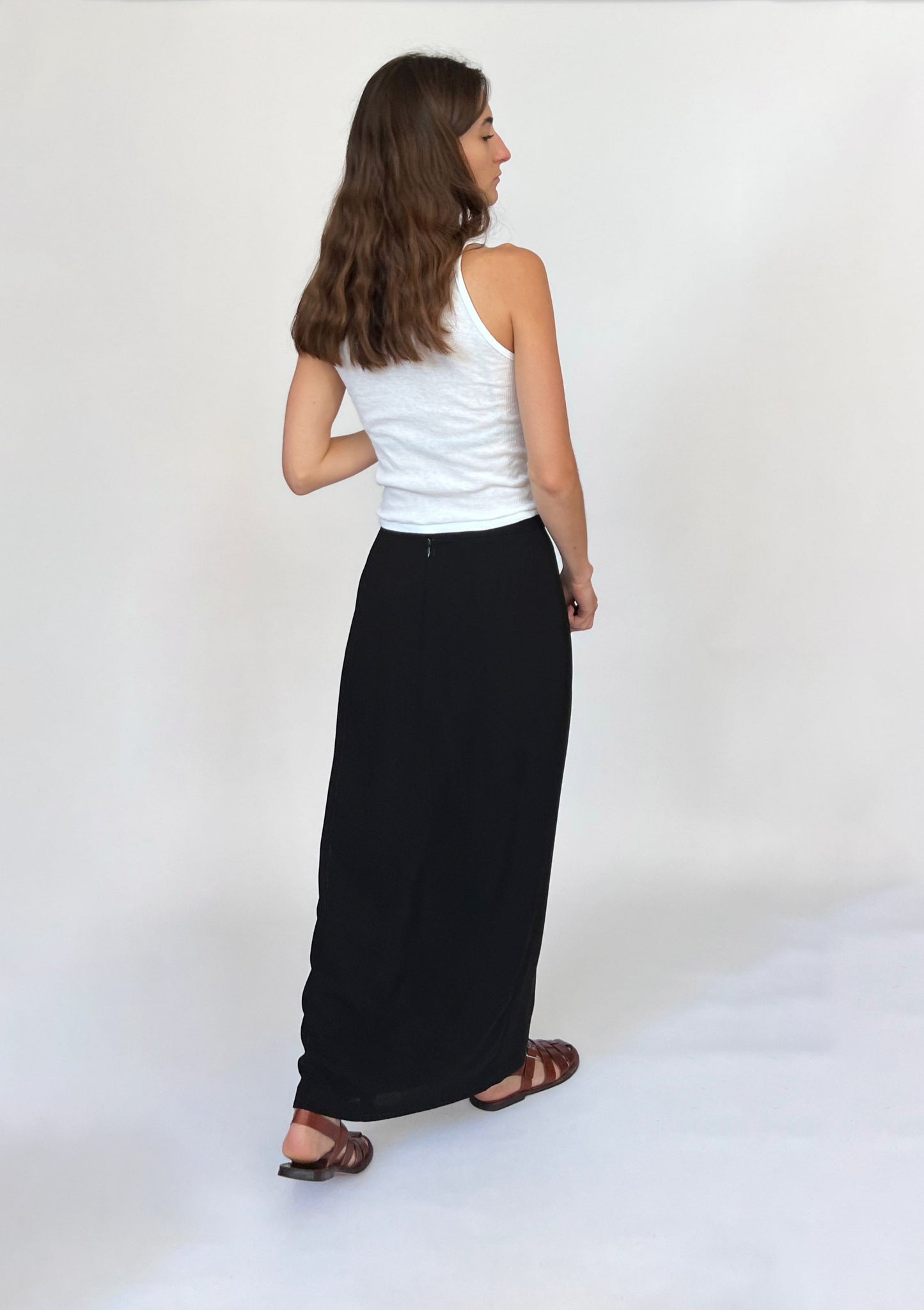 90s Black Low Waist Column Skirt XS/S W'27"