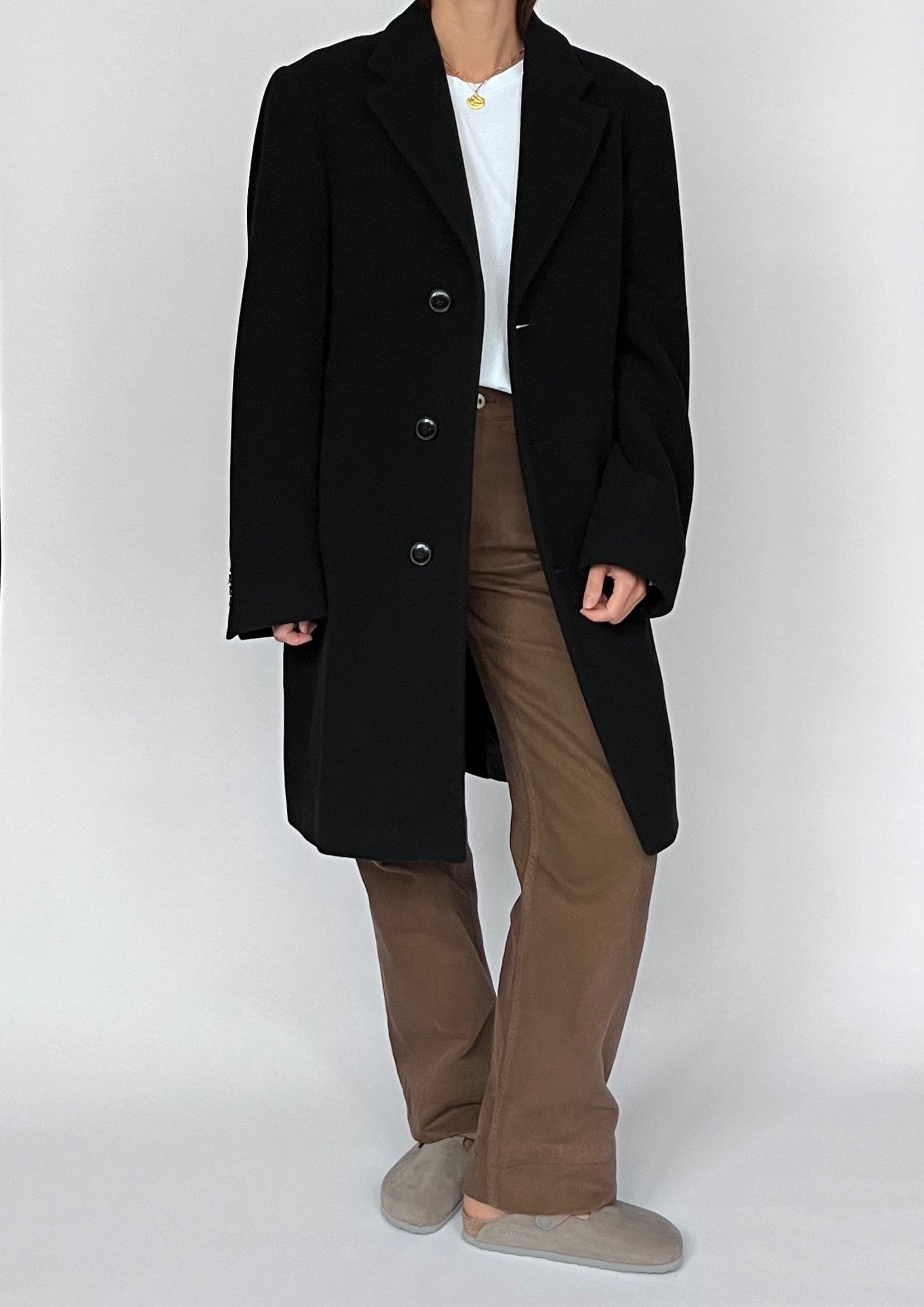 Wool and Cashmere Black Coat S/M