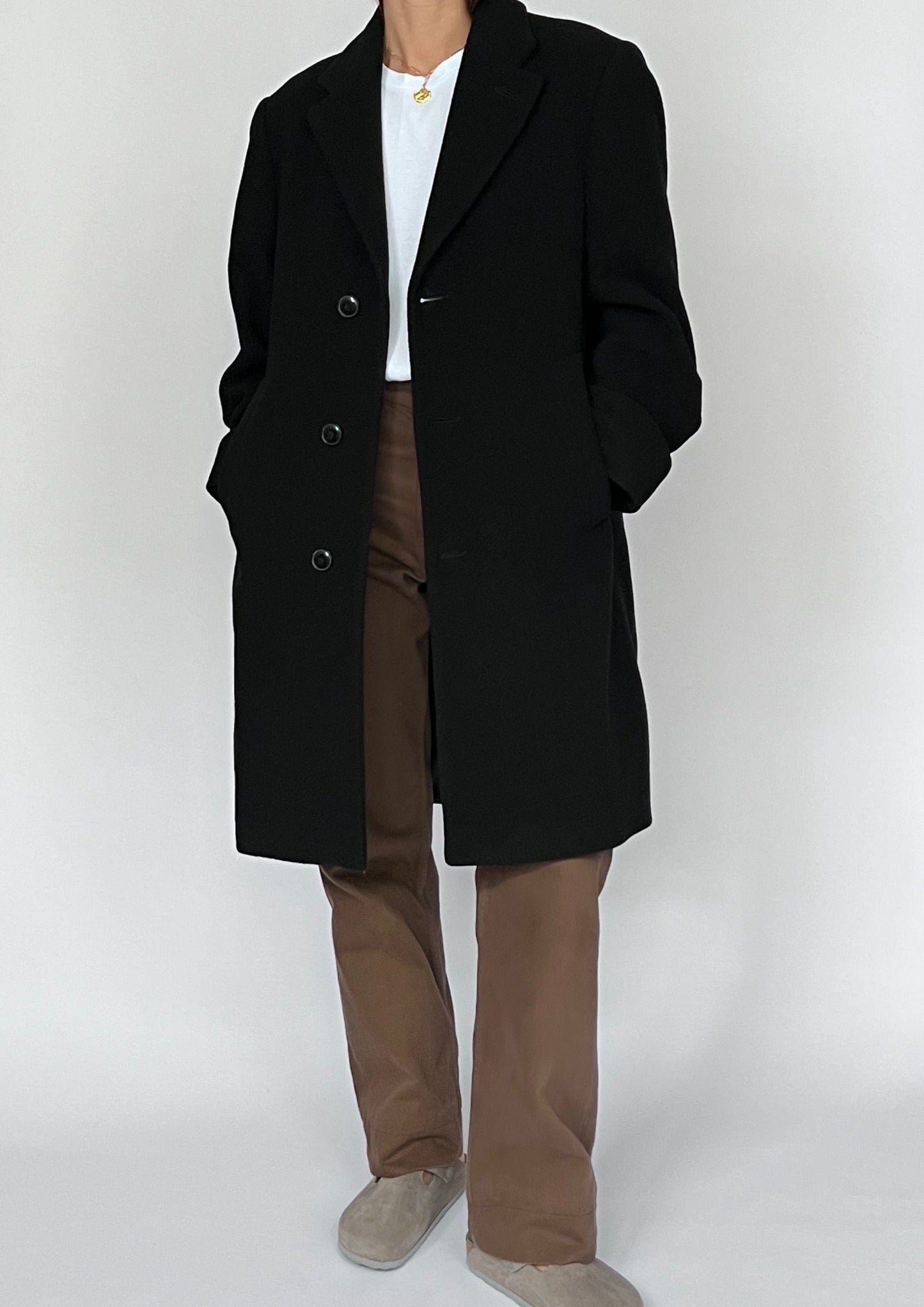 Wool and Cashmere Black Coat S/M