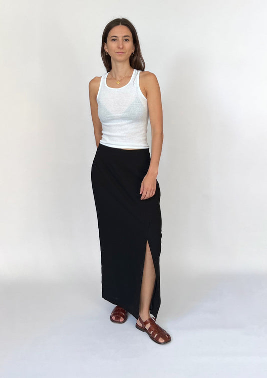 90s Black Low Waist Column Skirt XS/S W'27"