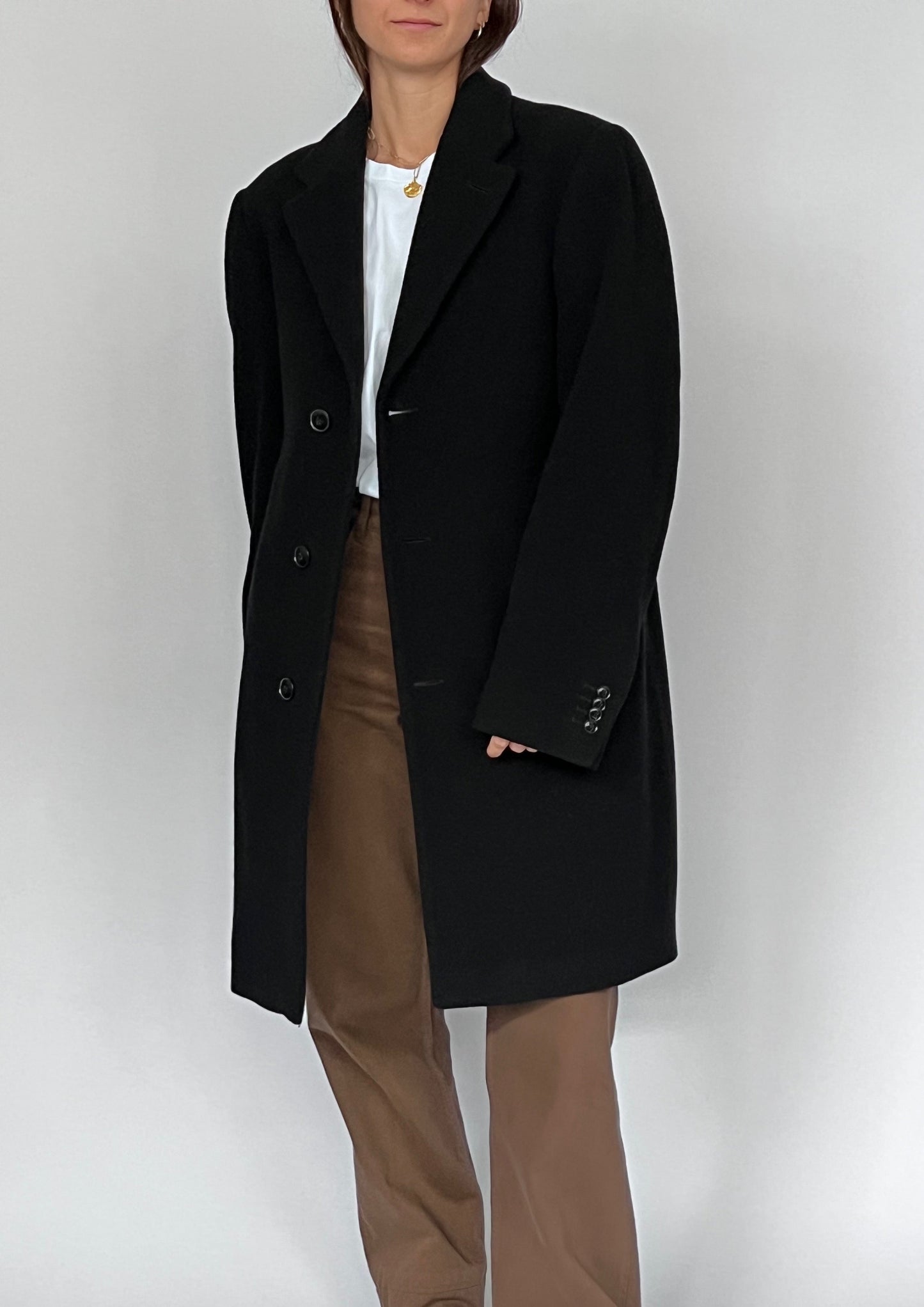 Wool and Cashmere Black Coat S/M