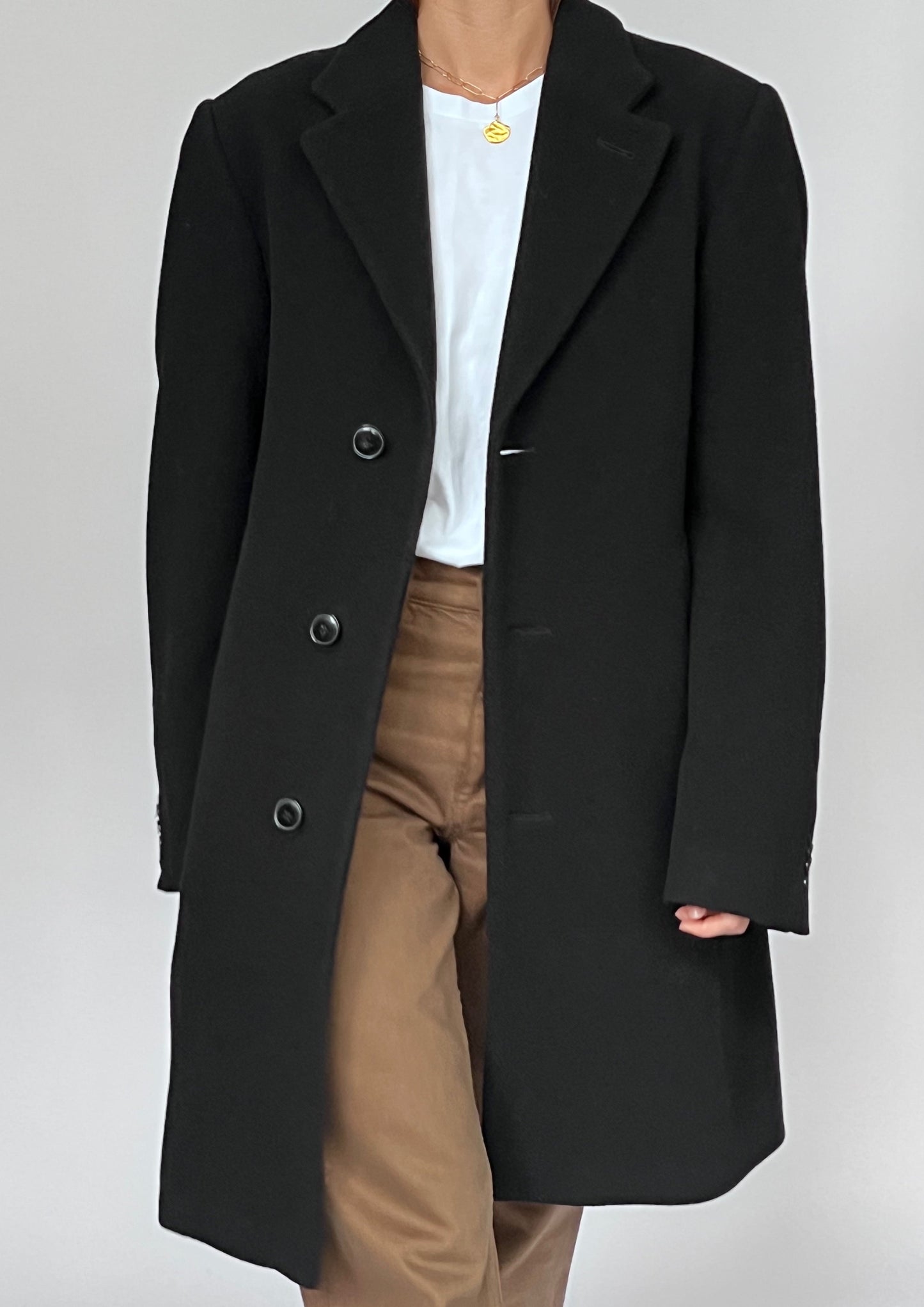 Wool and Cashmere Black Coat S/M