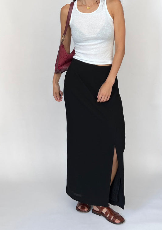 90s Black Low Waist Column Skirt XS/S W'27"