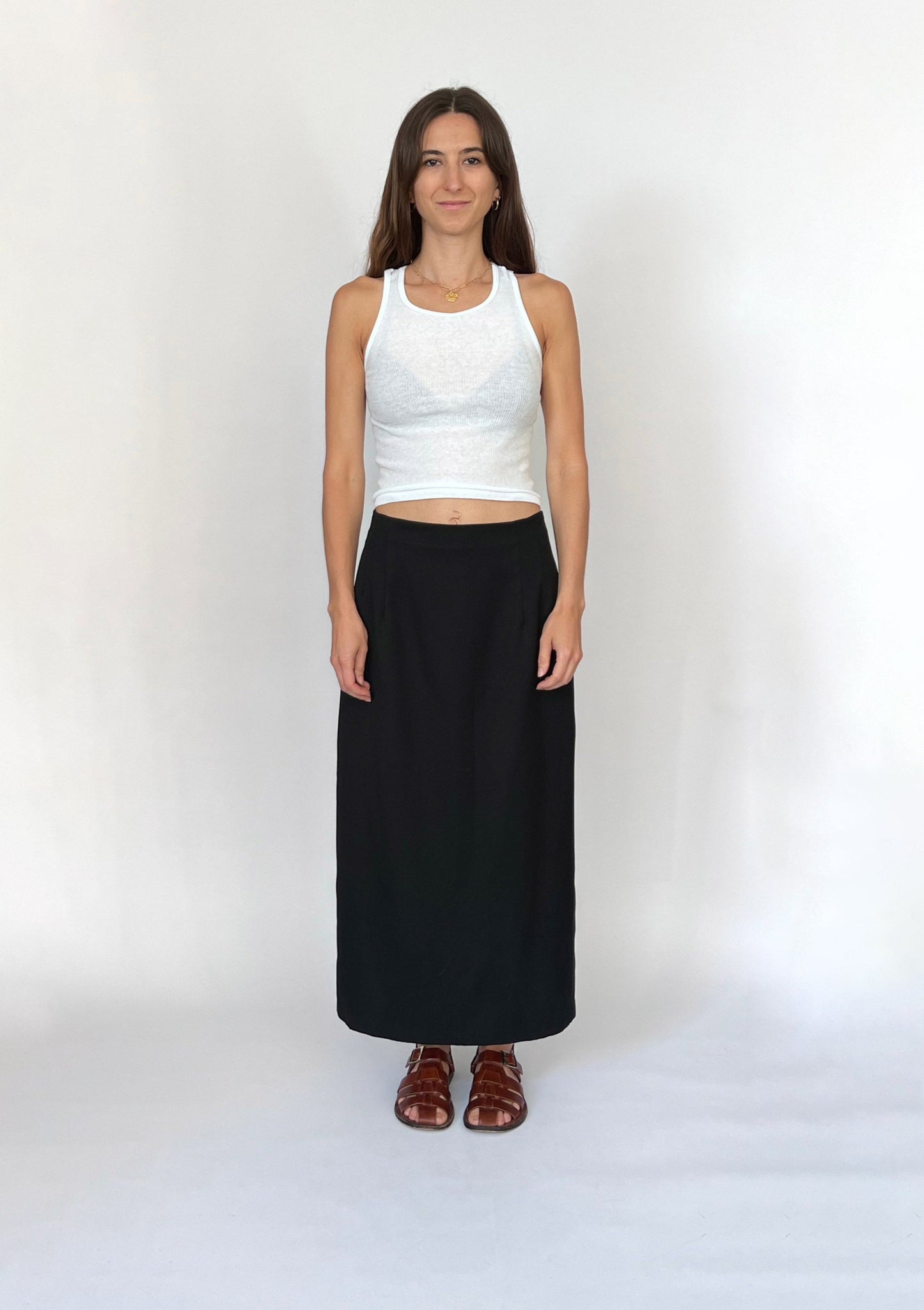 90s Black Column Skirt L/XL W' 34"