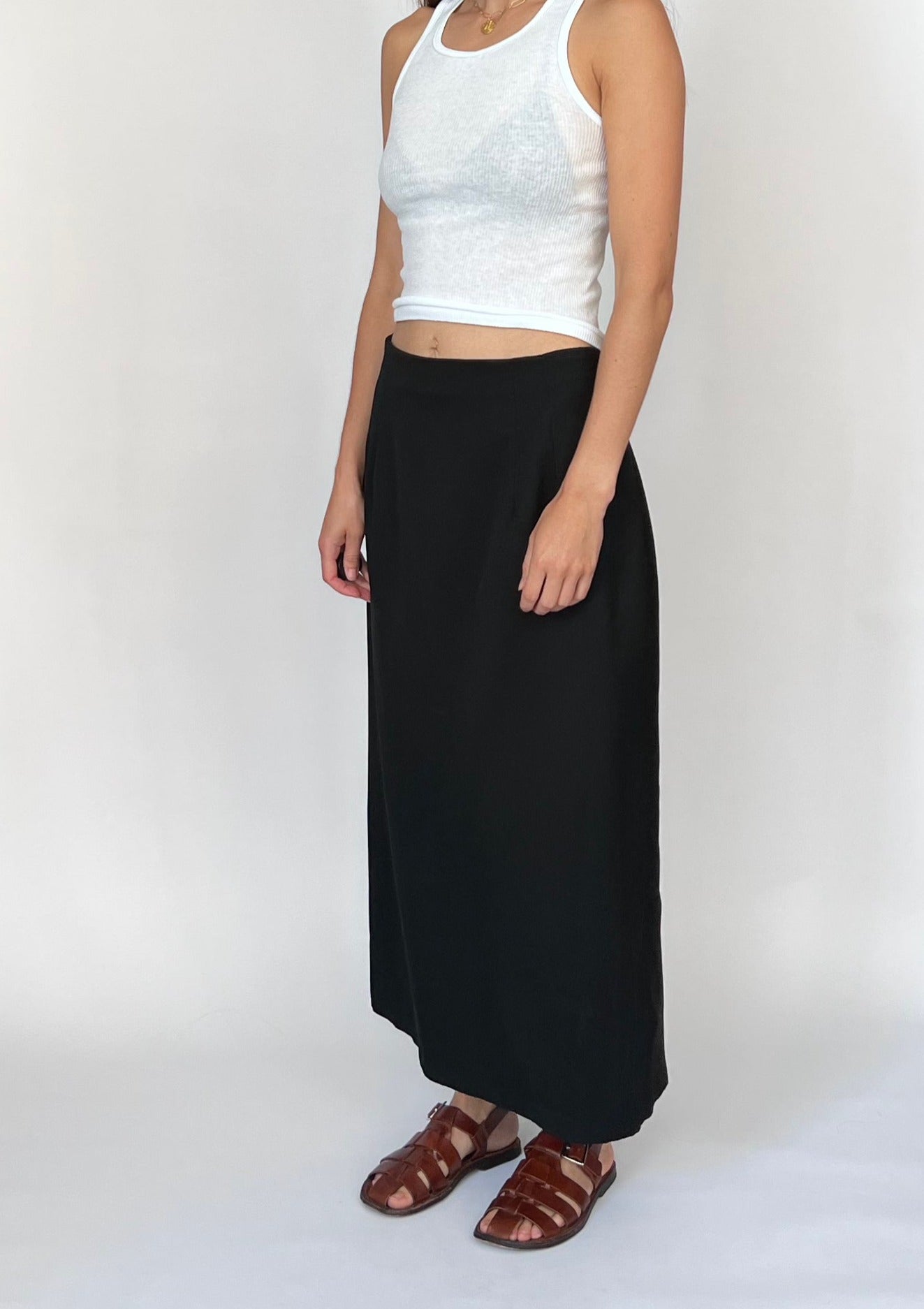 90s Black Column Skirt L/XL W' 34"