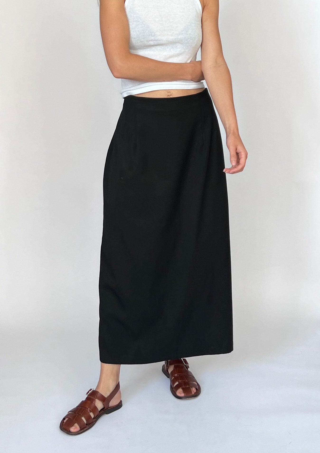 90s Black Column Skirt L/XL W' 34"