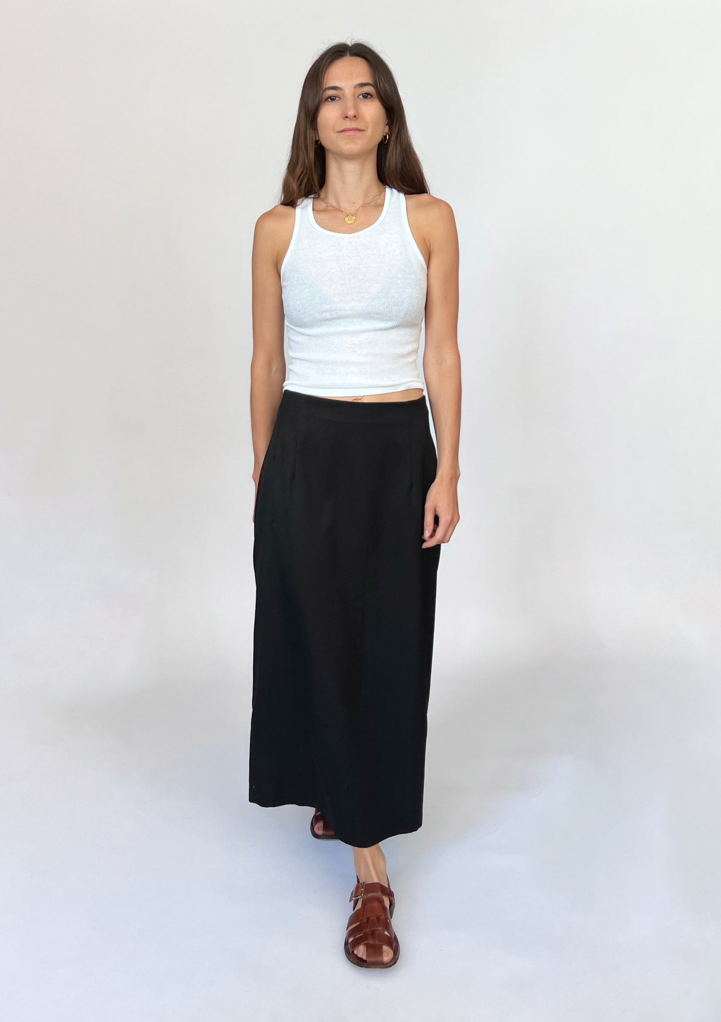 90s Black Column Skirt L/XL W' 34"