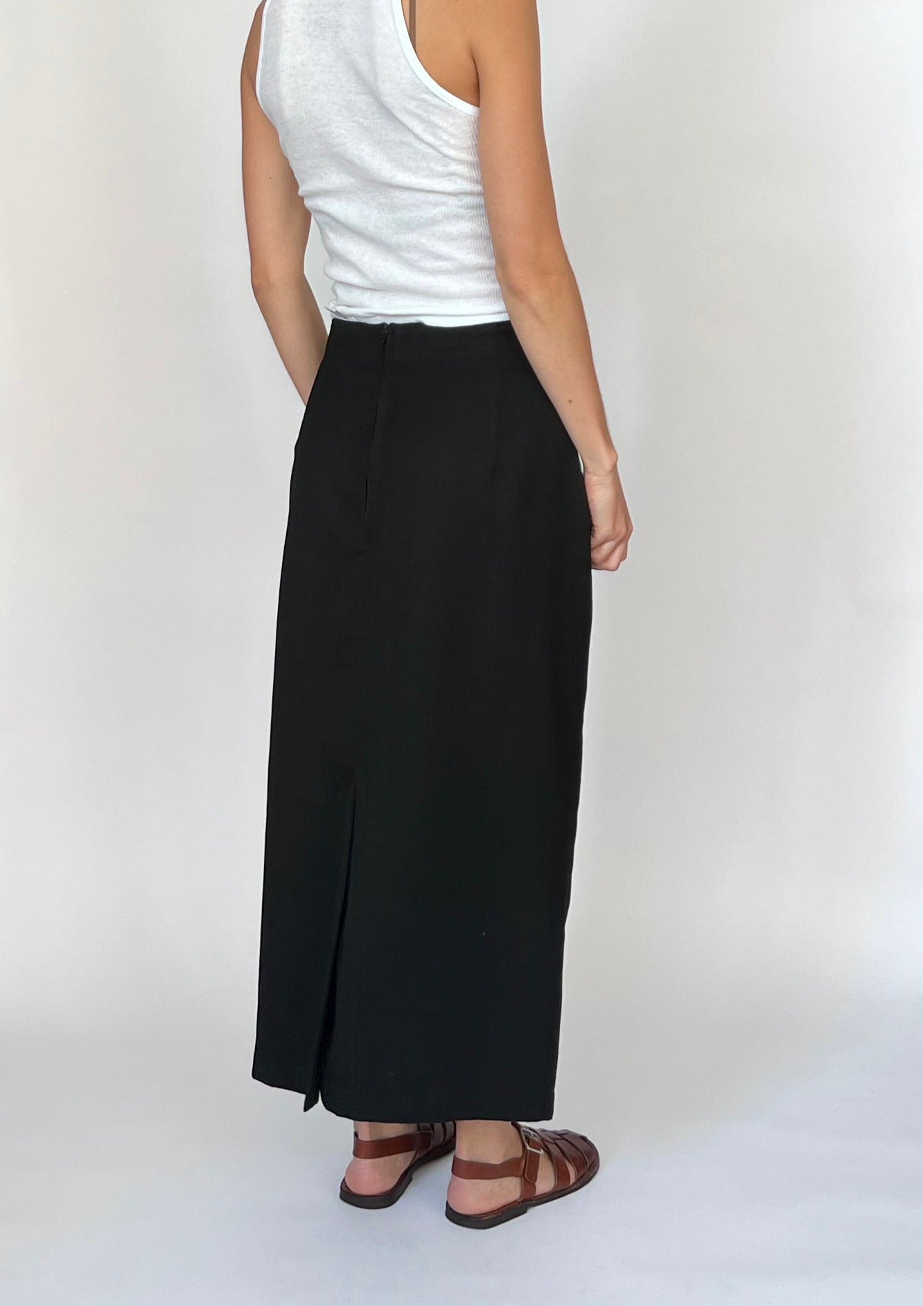 90s Black Column Skirt L/XL W' 34"