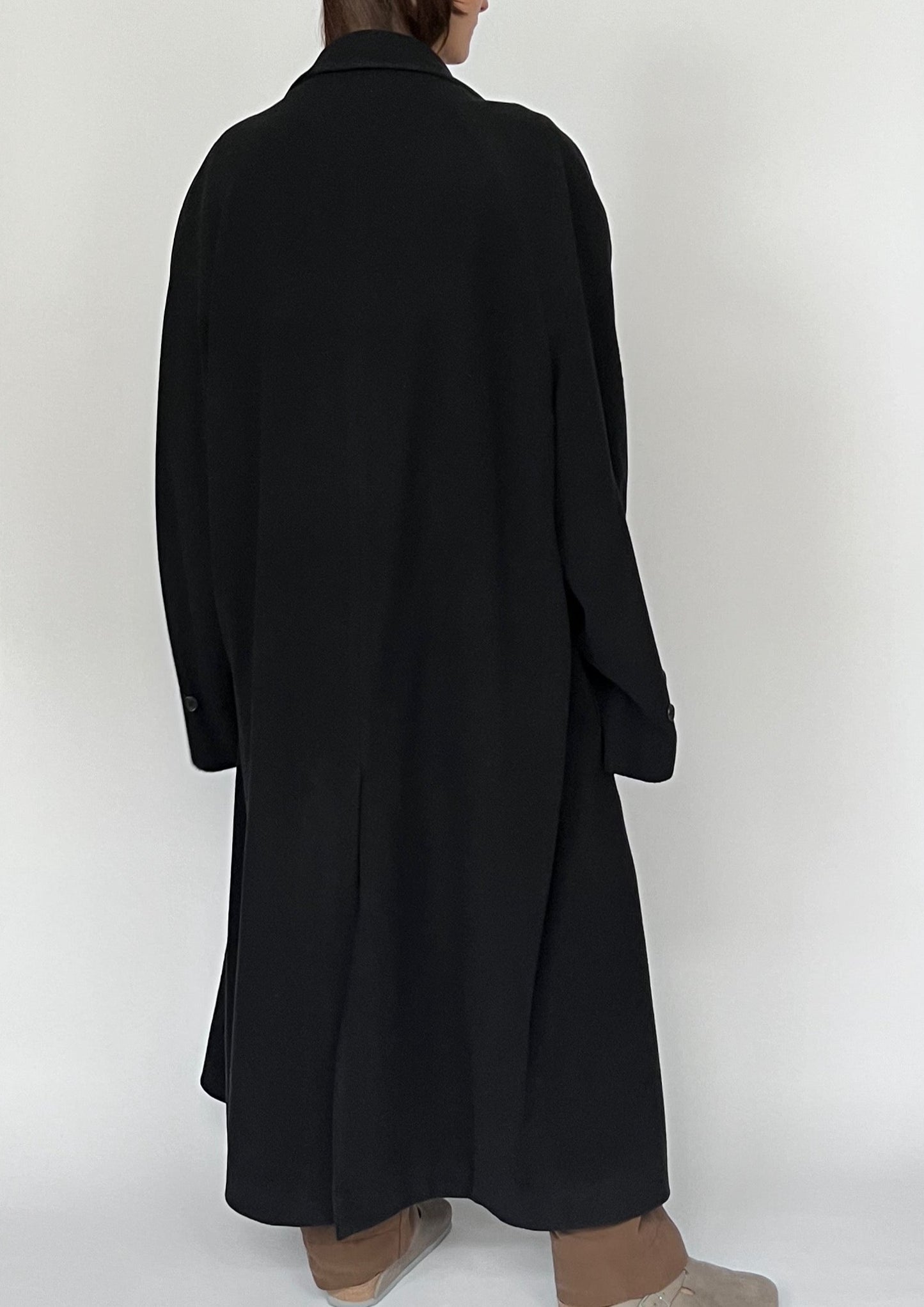 Vintage Selfridges Navy Wool Cashmere Maxi Coat S/M/L