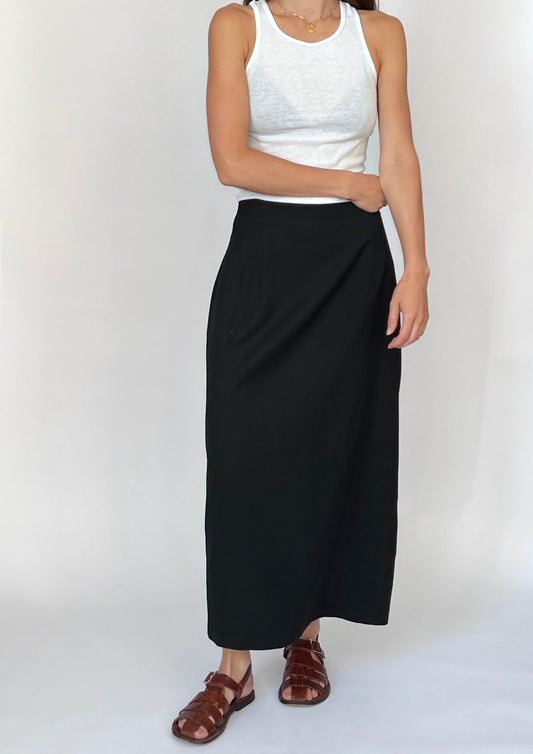 90s Black Column Skirt L/XL W' 34"