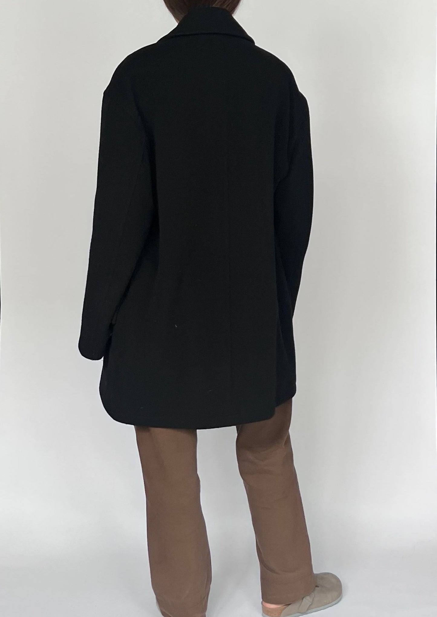 Vintage Wool Black Pea Coat S/M