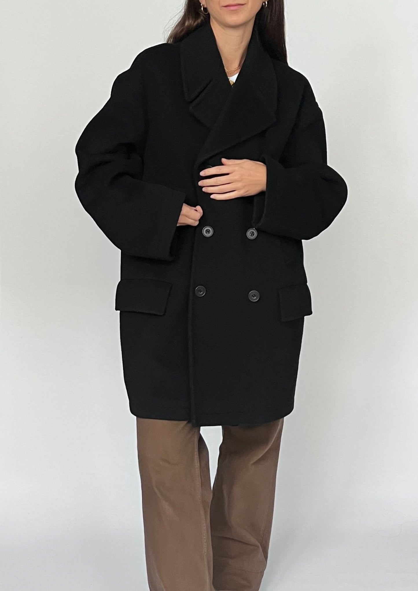 Vintage Wool Black Pea Coat S/M