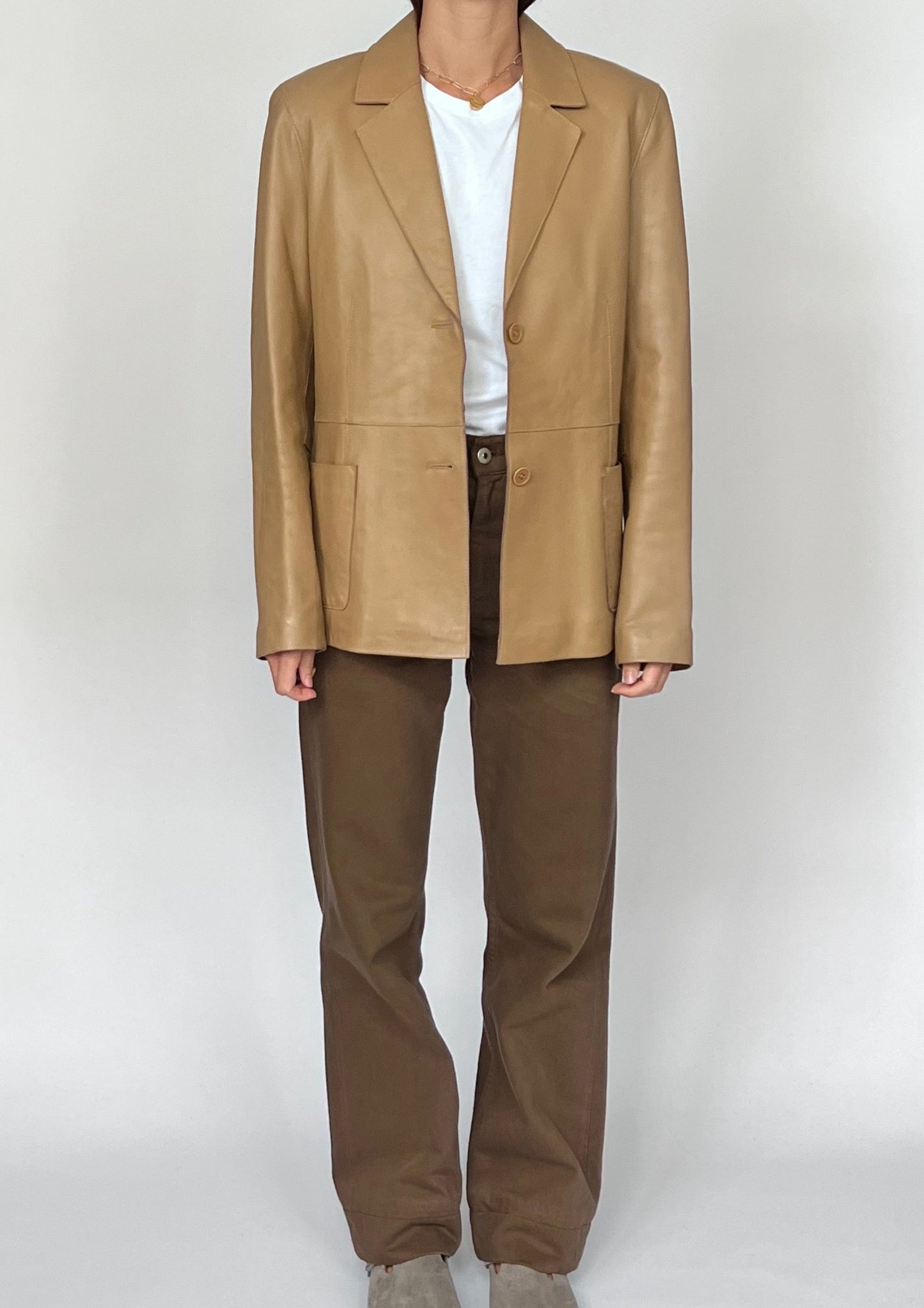 90s Caramel Leather Blazer