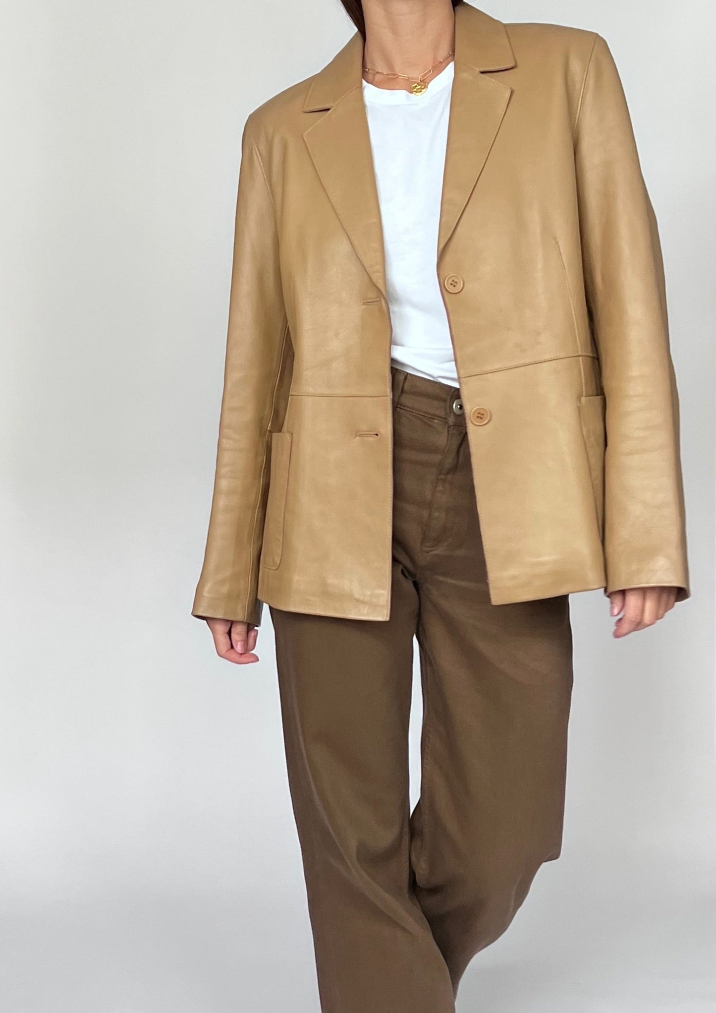 90s Caramel Leather Blazer