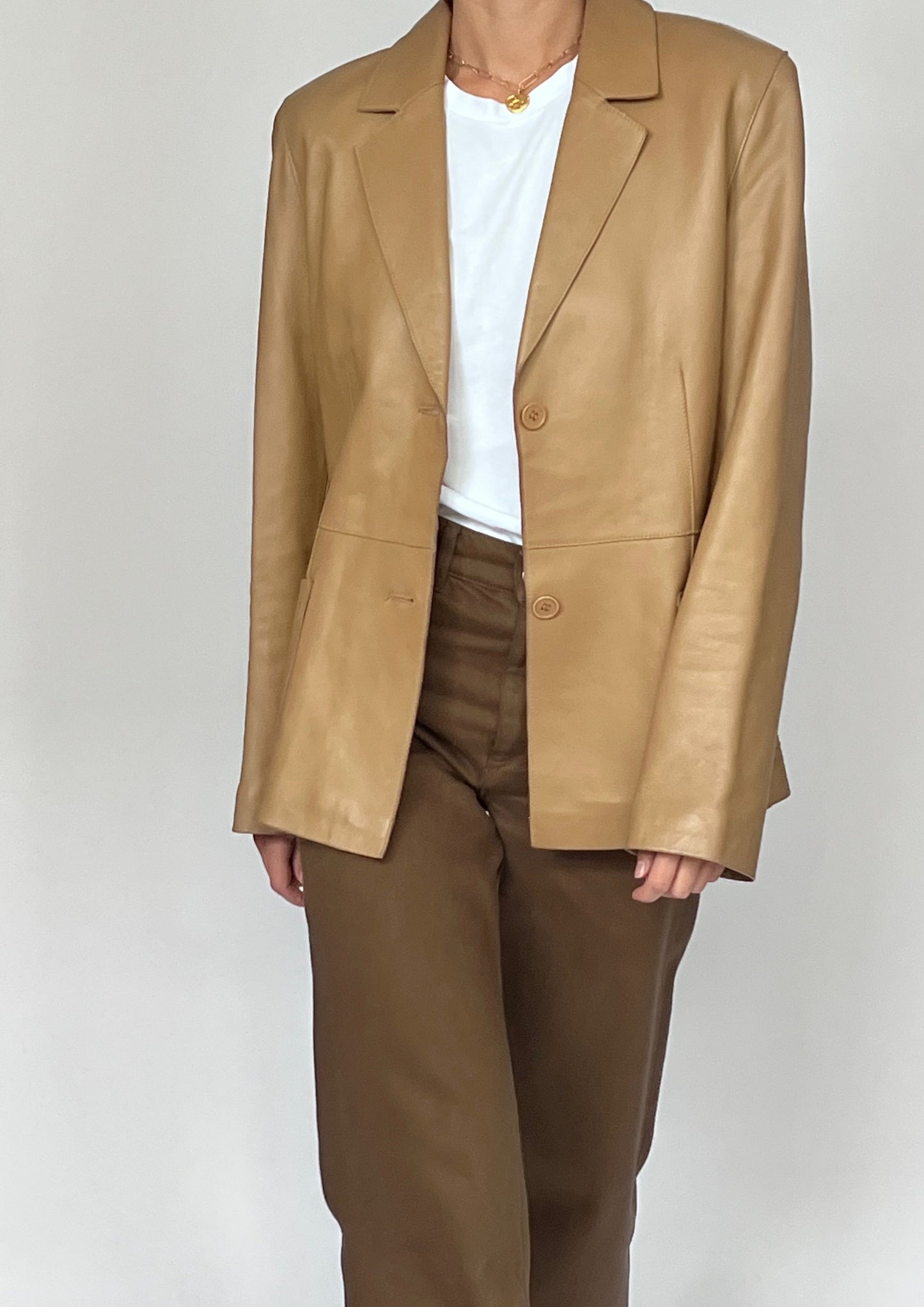 90s Caramel Leather Blazer