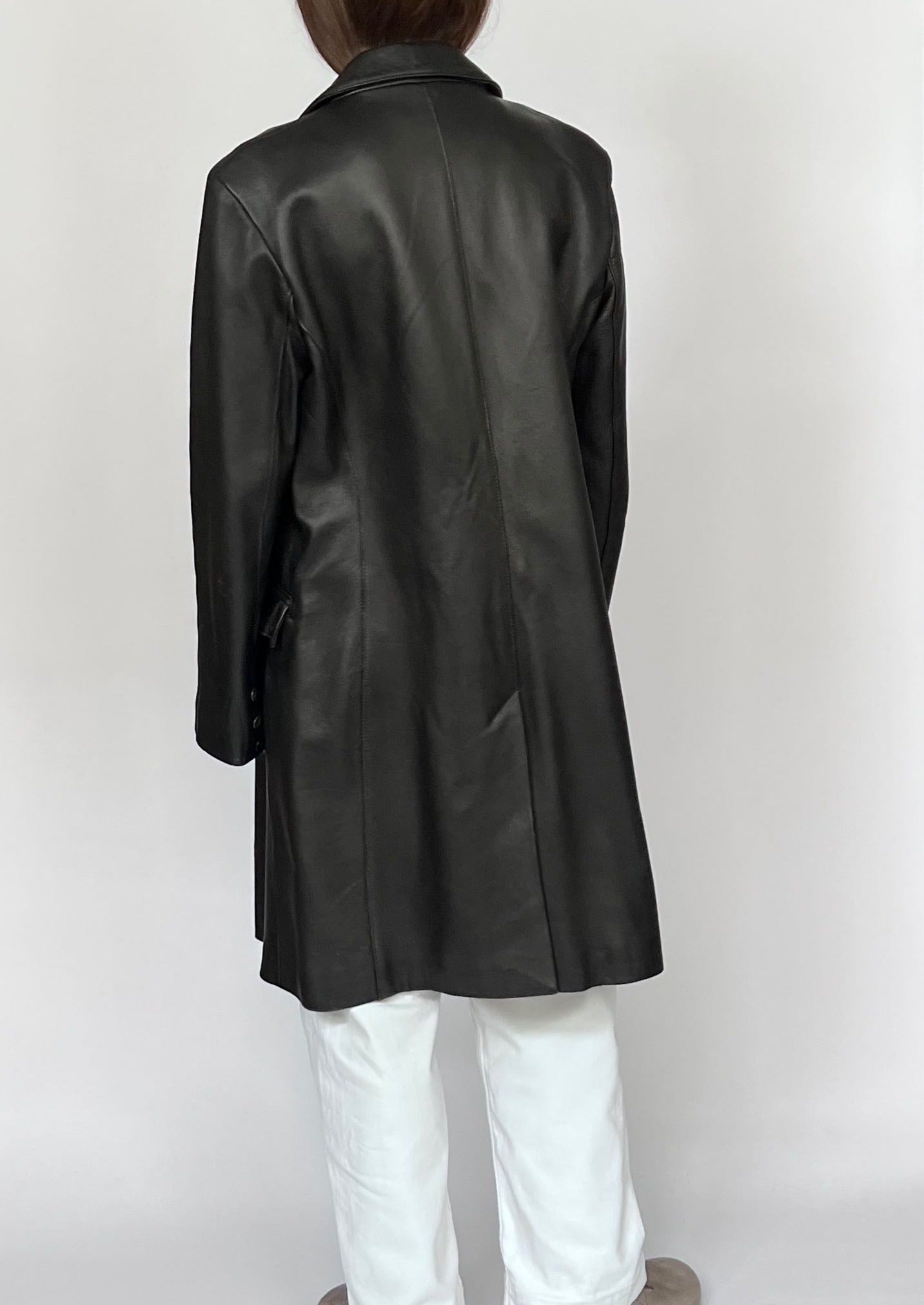 90s Longline Leather Jacket S/M