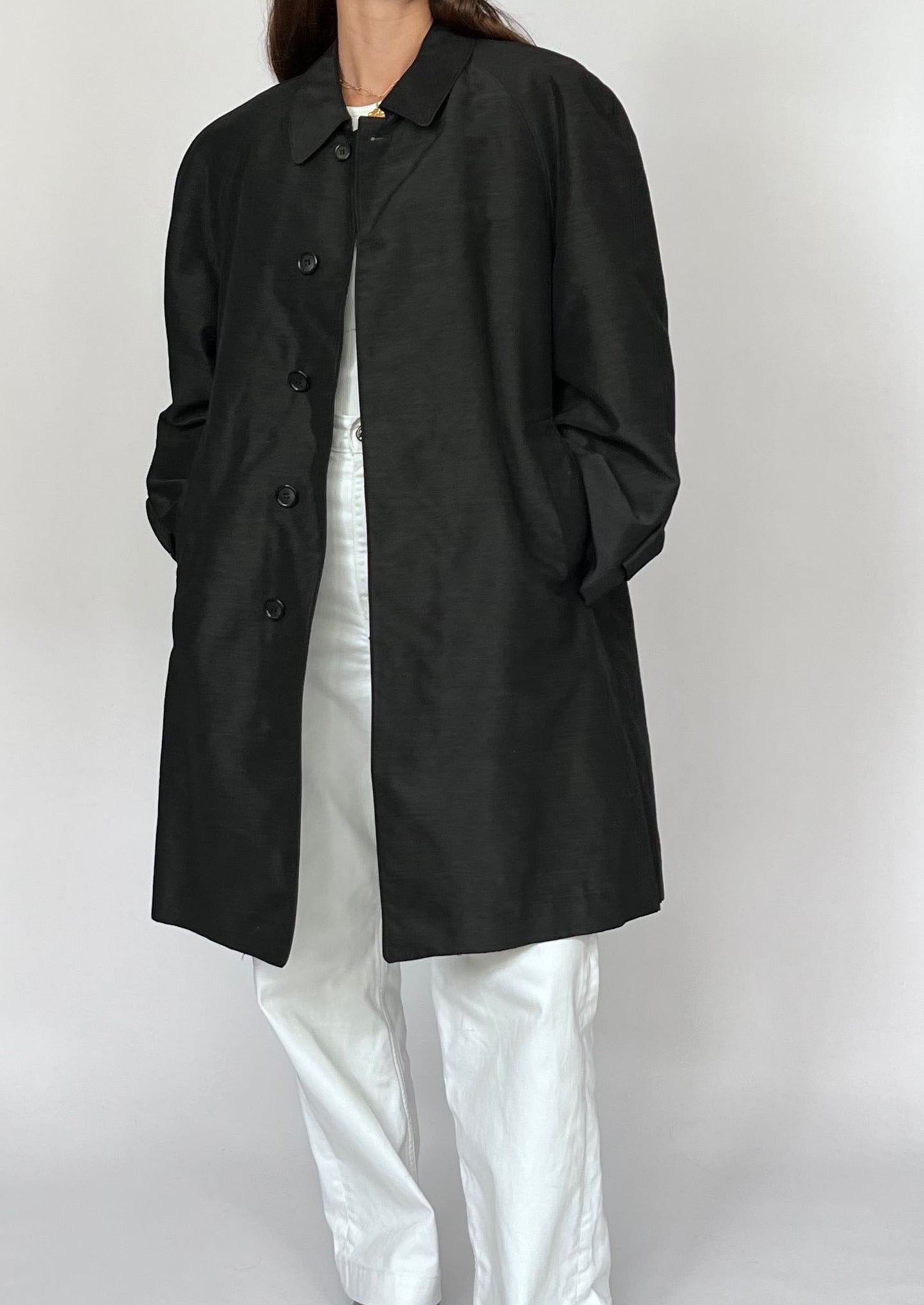 Black 90s Classic Trench Coat M