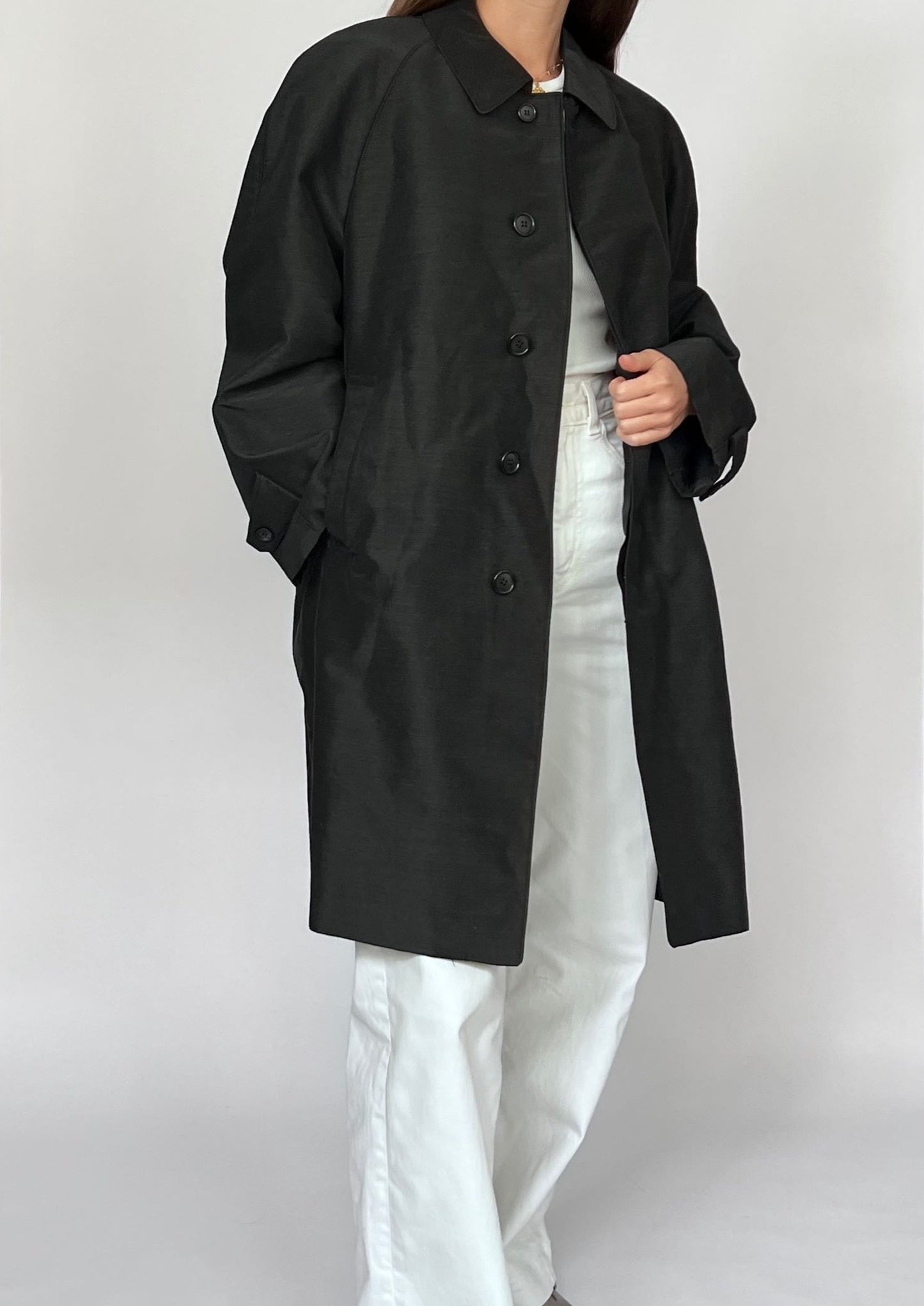 Black 90s Classic Trench Coat M