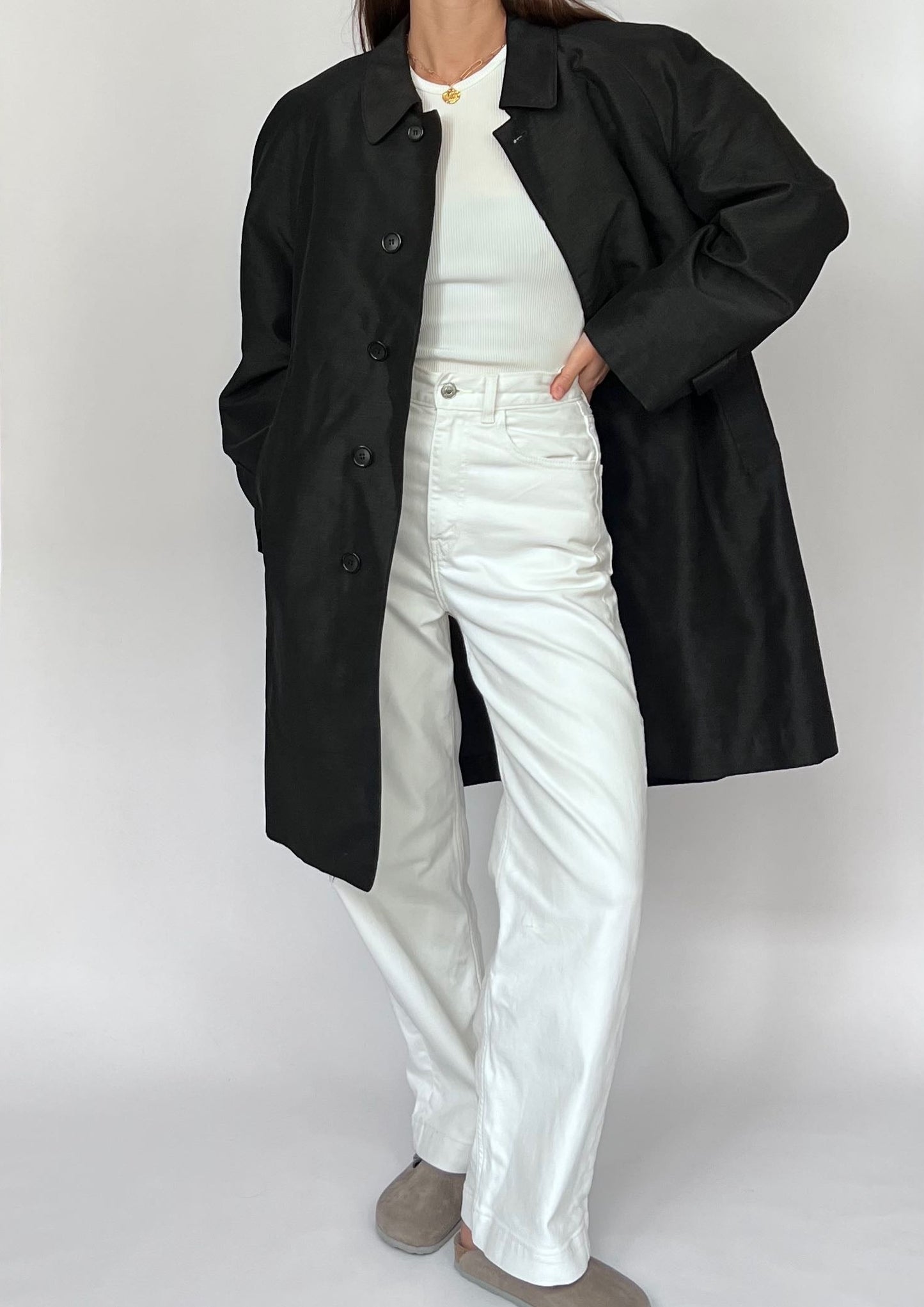 Black 90s Classic Trench Coat M