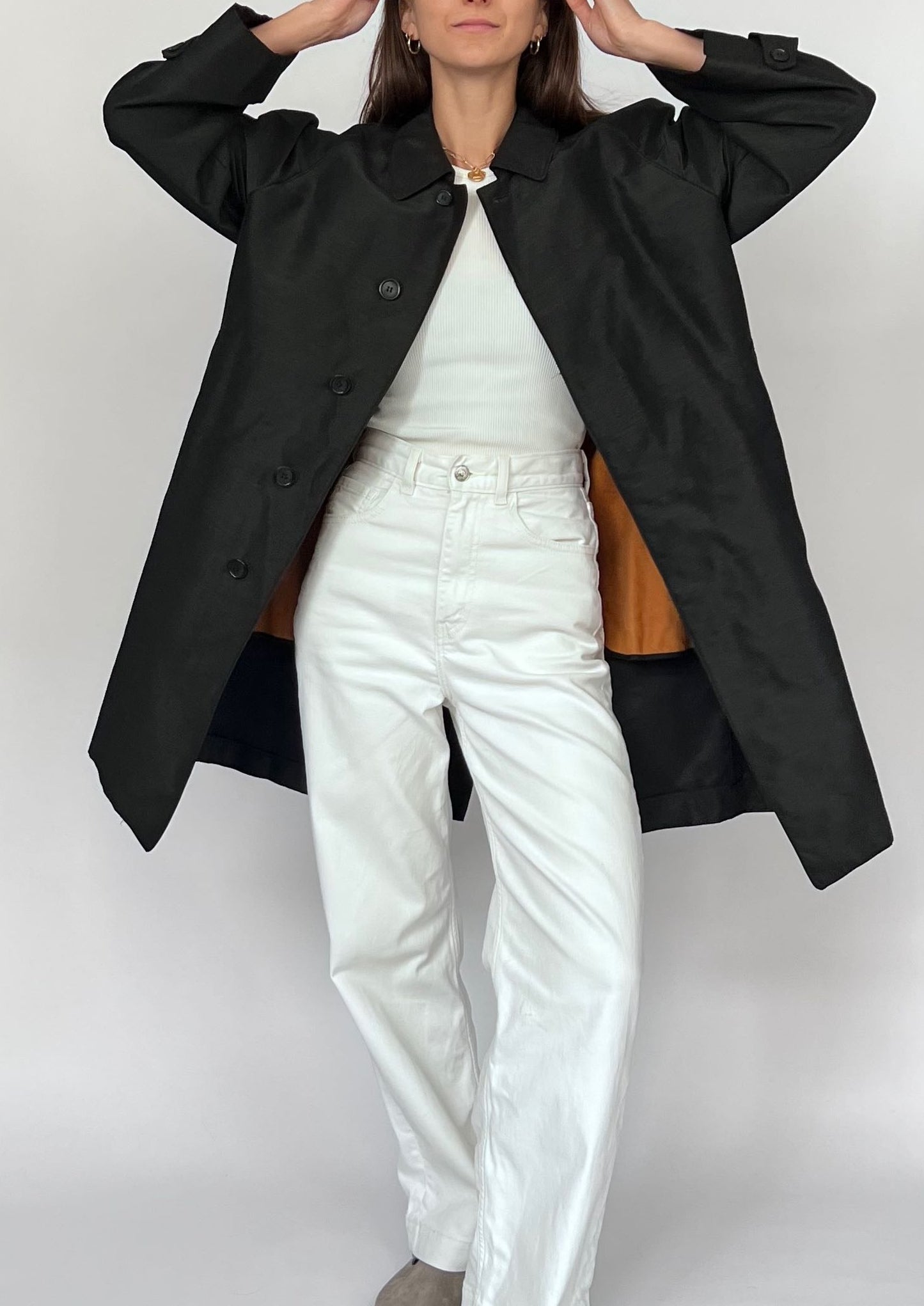 Black 90s Classic Trench Coat M