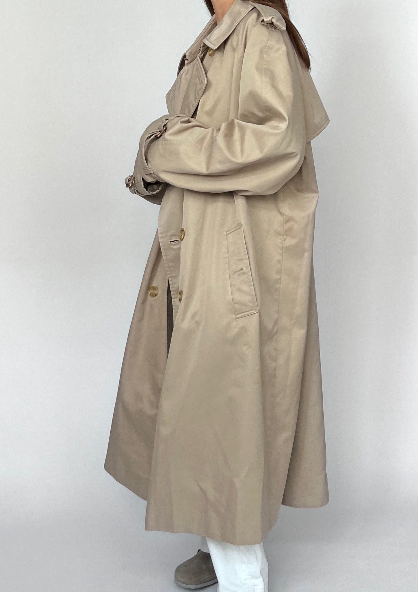 90s Classic Beige Trench Coat M/L