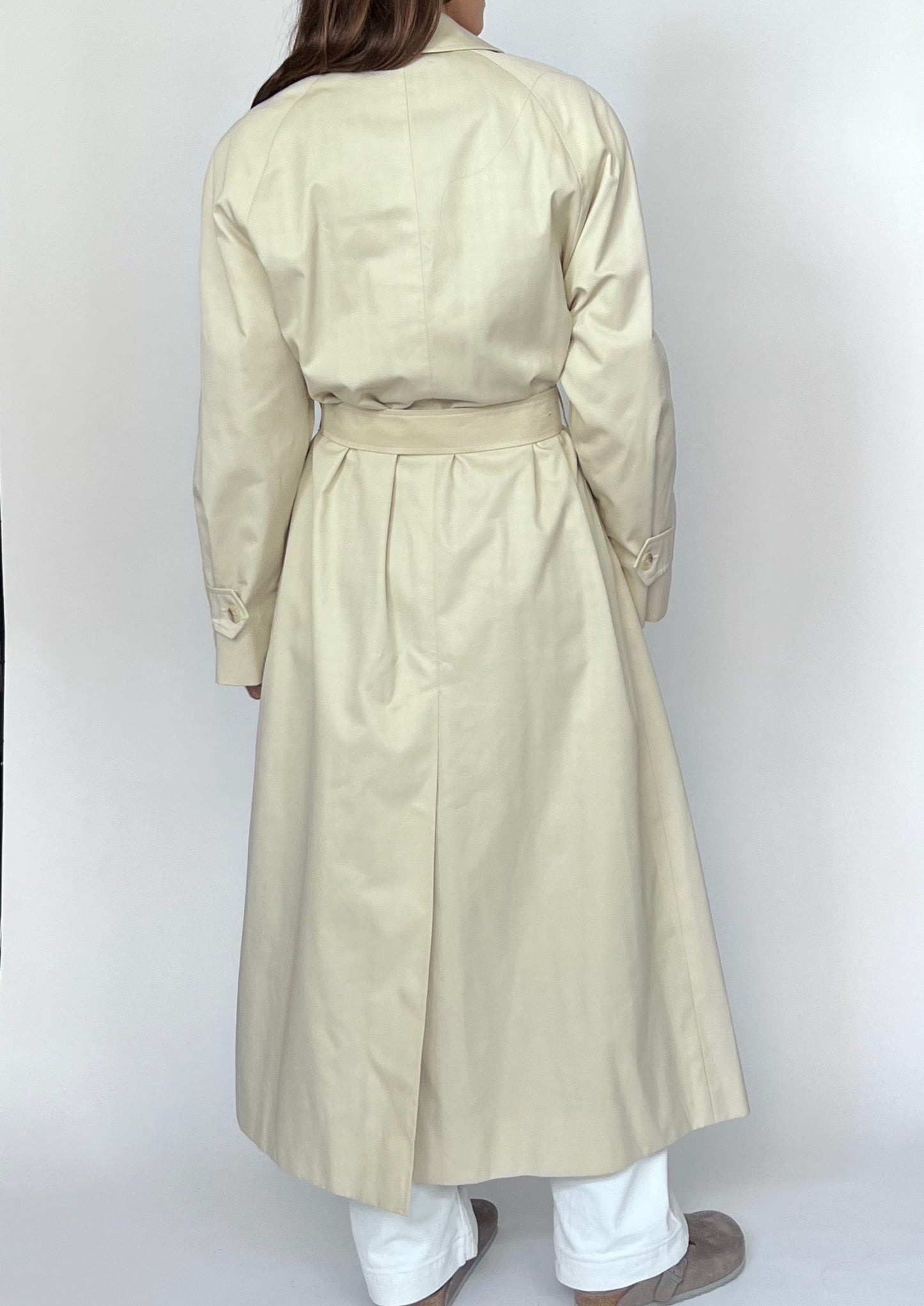 Aquascutum Classic Cream Maxi Trench Coat S/M