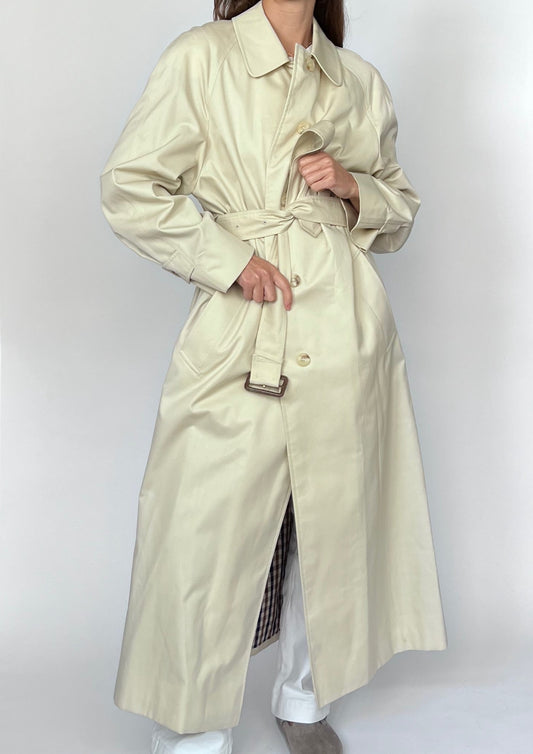 Aquascutum Classic Cream Maxi Trench Coat S/M