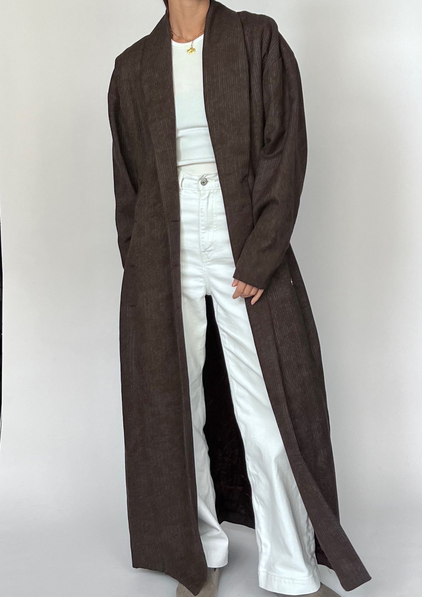 90s Brown Maxi Fitted Coat XS/S