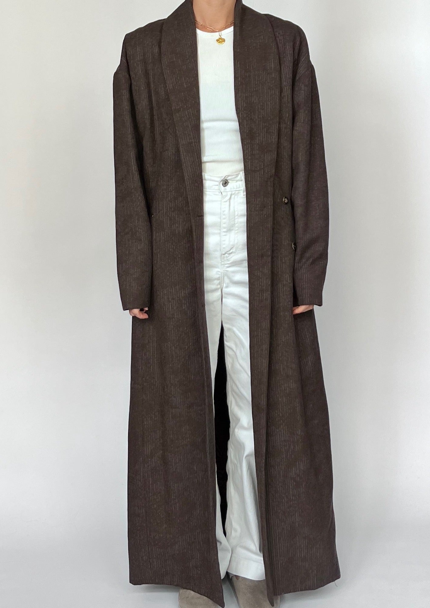 90s Brown Maxi Fitted Coat XS/S