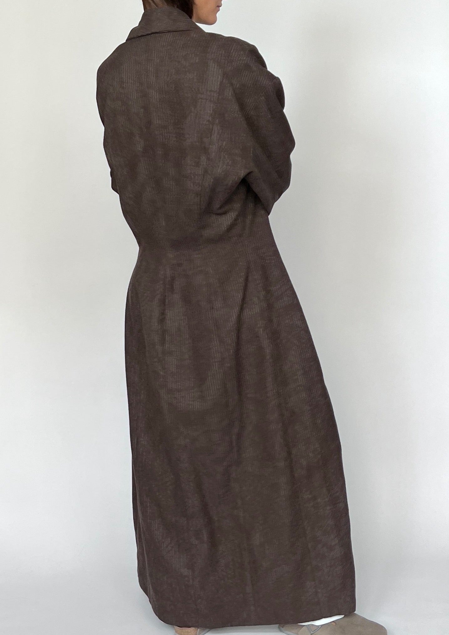 90s Brown Maxi Fitted Coat XS/S