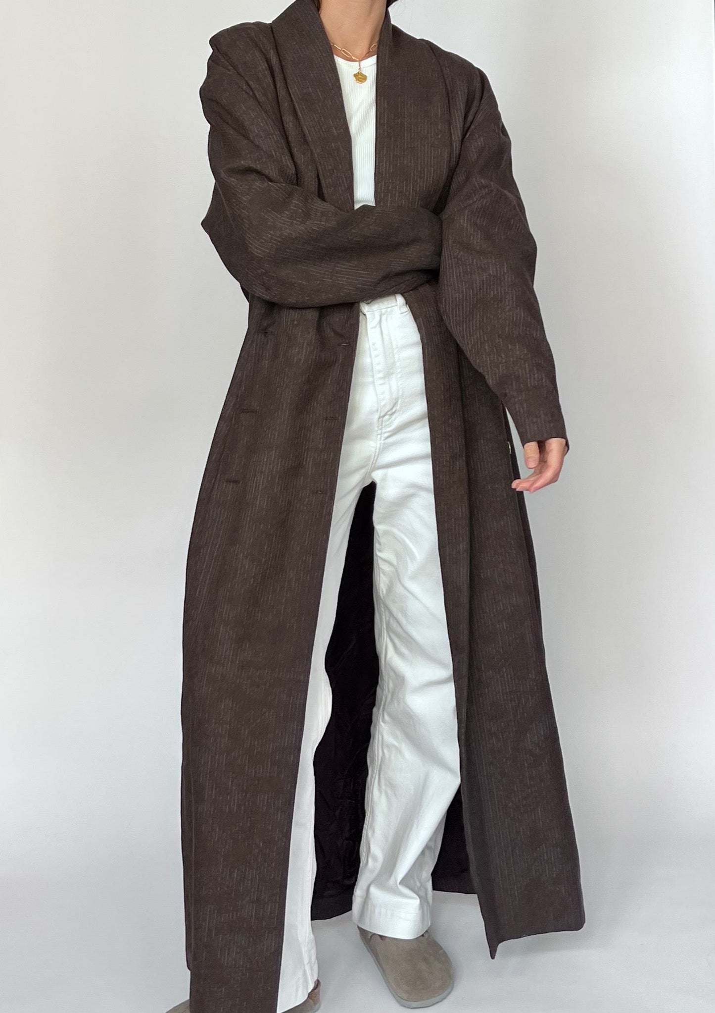 90s Brown Maxi Fitted Coat XS/S