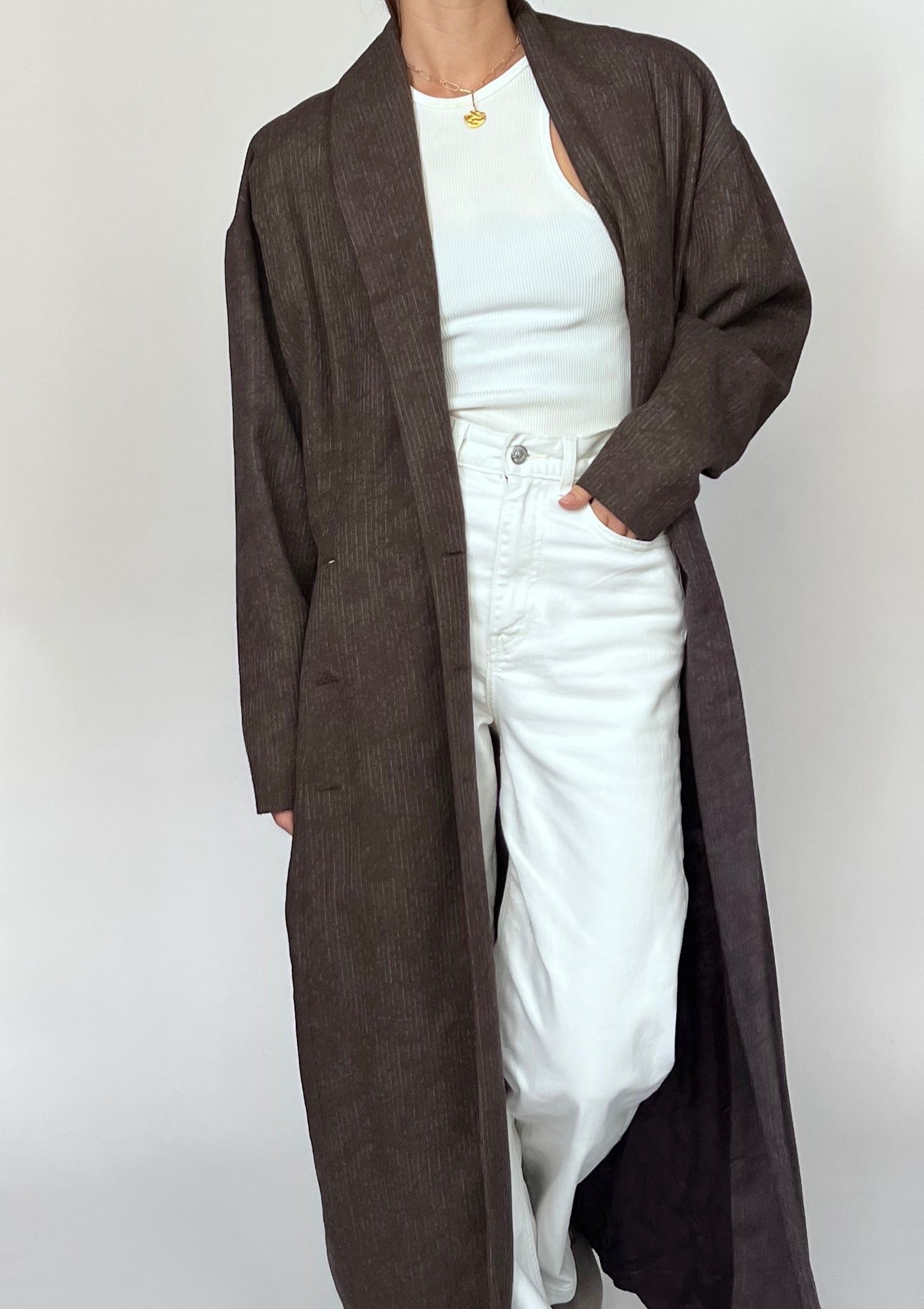 90s Brown Maxi Fitted Coat XS/S