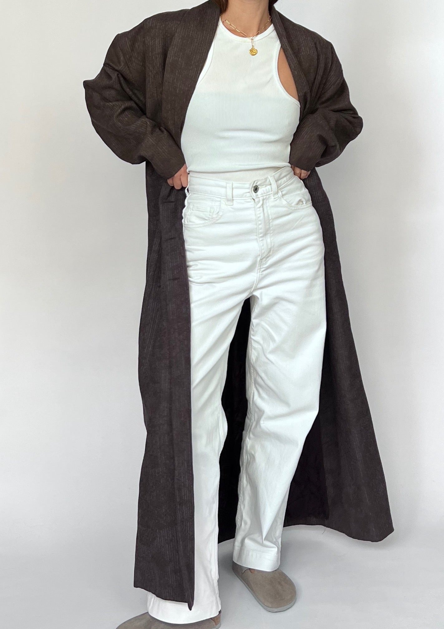 90s Brown Maxi Fitted Coat XS/S