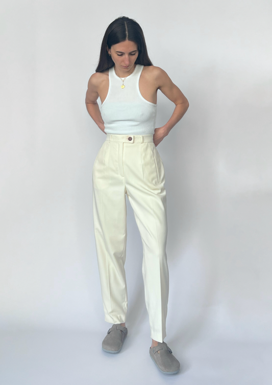 90s Cream Suit Trousers S/M