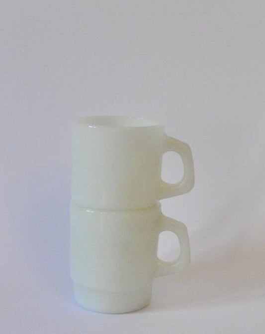 White Pearlescent Ovenproof Mugs Set of Two