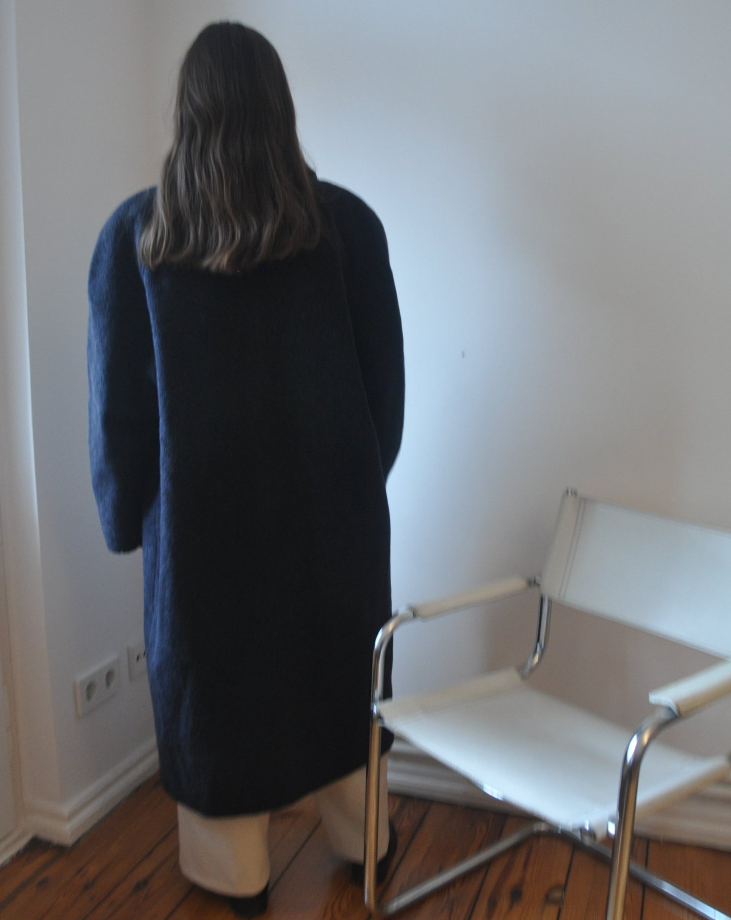 Vintage Wool Mohair Navy Relaxed Coat size 10-14