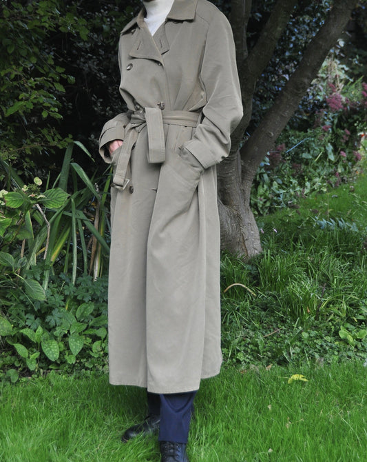 Vintage Beige Light Khaki Trench Coat Size 12-14