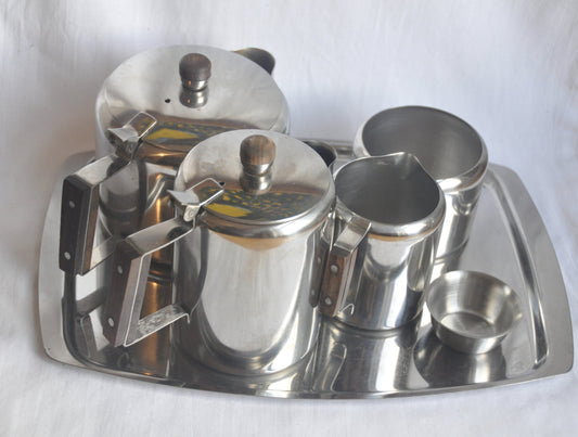 Danish Mid Century Stainless Steel Tea Set