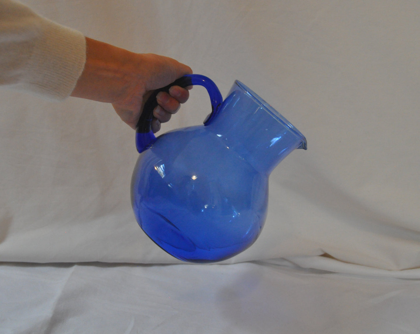 Vintage Hand Blown Blue Glass Jug