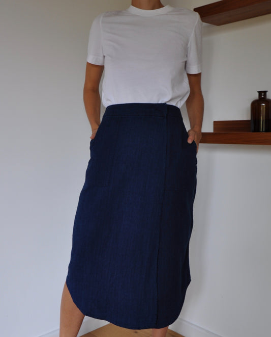 Vintage 90s Denim Midi Wrap Skirt size 8-10