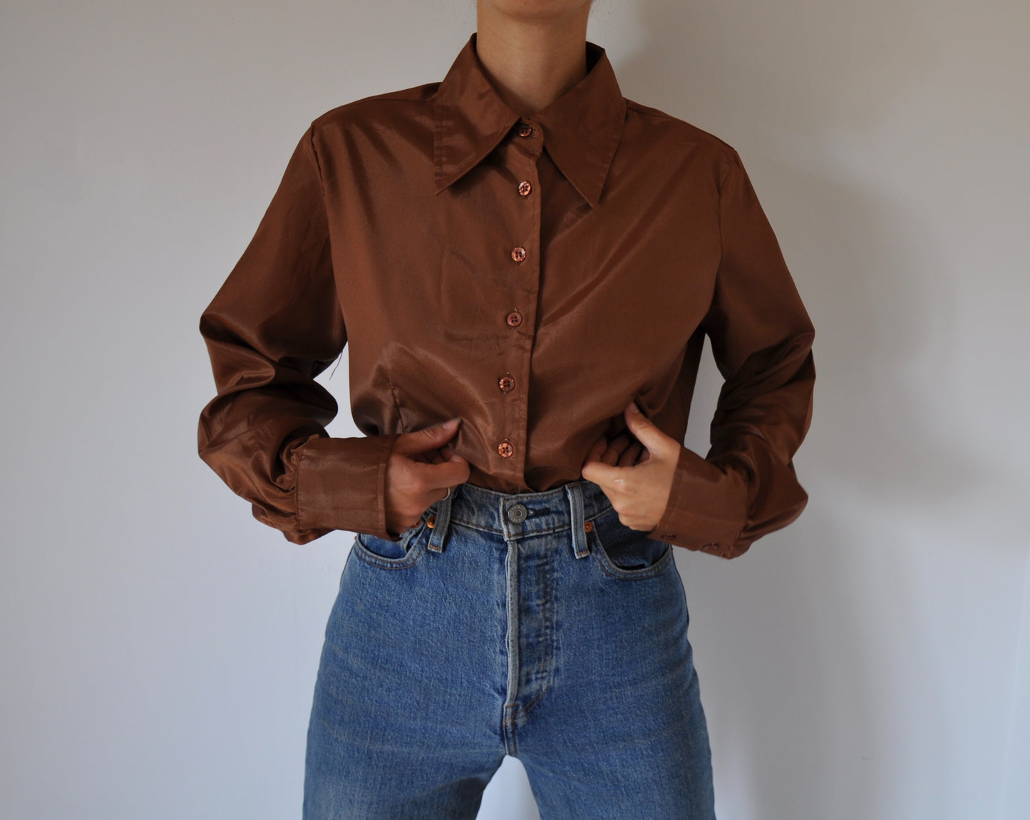 Vintage Rust Brown Long Sleeve Shirt Size 8-10