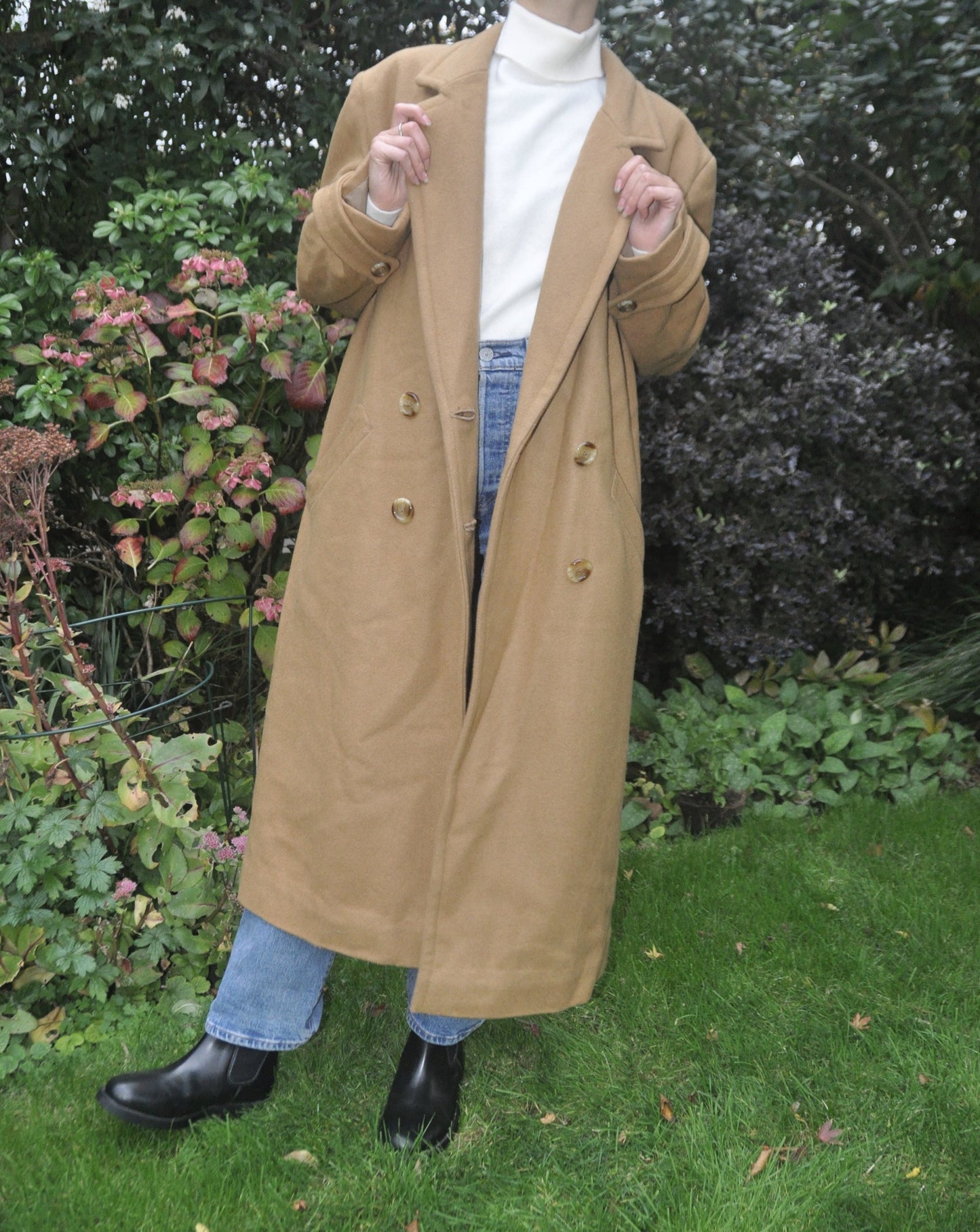 Vintage Handmade Wool Long Camel Coat size 8-12