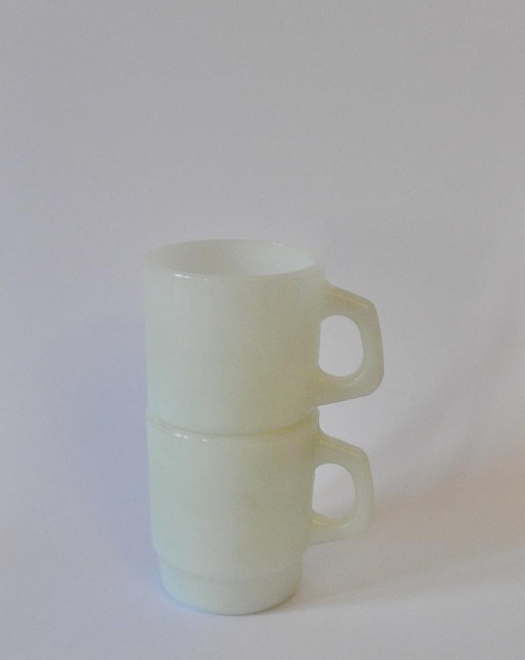 White Pearlescent Ovenproof Mugs Set of Two