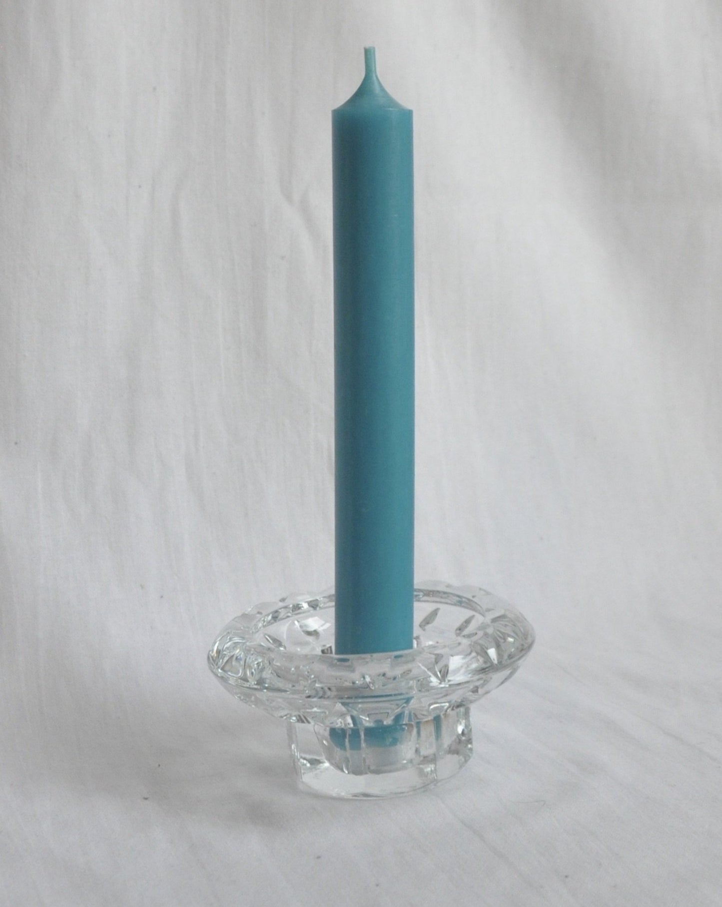 Vintage Clear Crystal Glass Candlestick and Candle